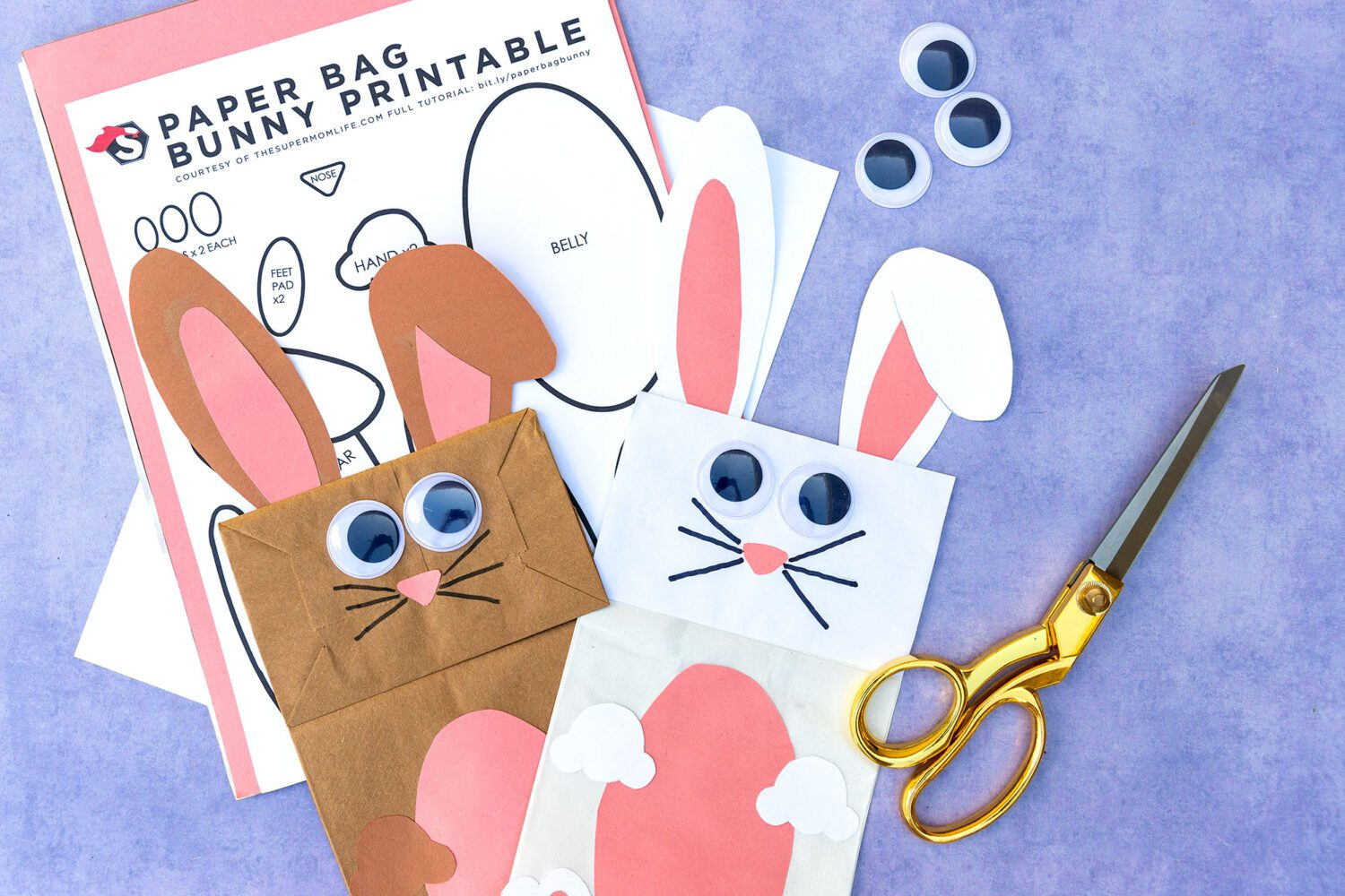 Bunny Paper Bag Craft Easter Printable Template with regard to Printable Paper Bag Bunny Template