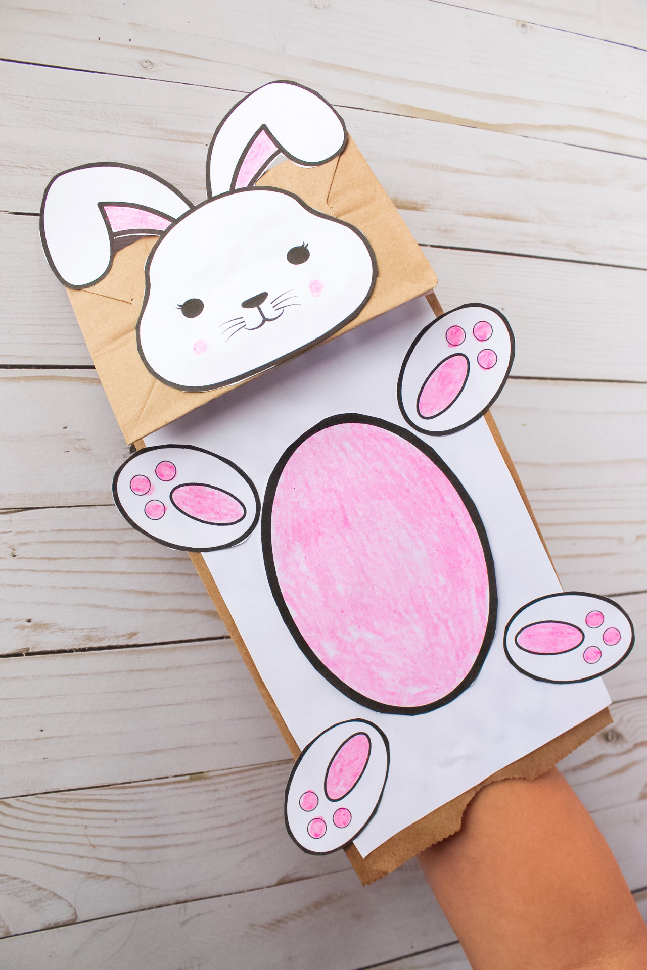 Bunny Paper Bag Puppet With Free Printable Bunny Template with regard to Printable Paper Bag Bunny Template
