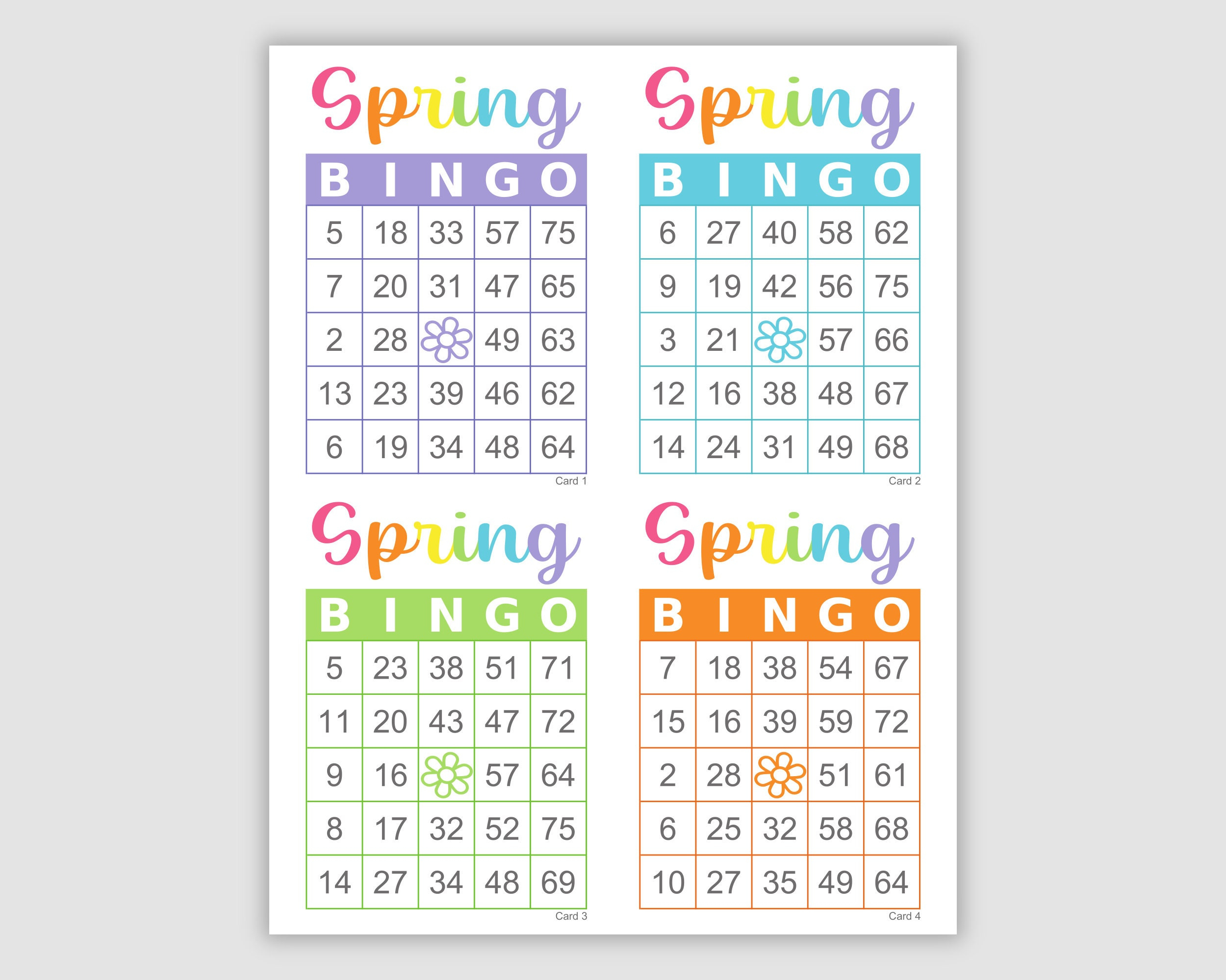 Buy 1000 Bingo Cards, Pdf Download, 1, 2, And 4 Per Page, Instant with 1000 Paper Bingo Cards
