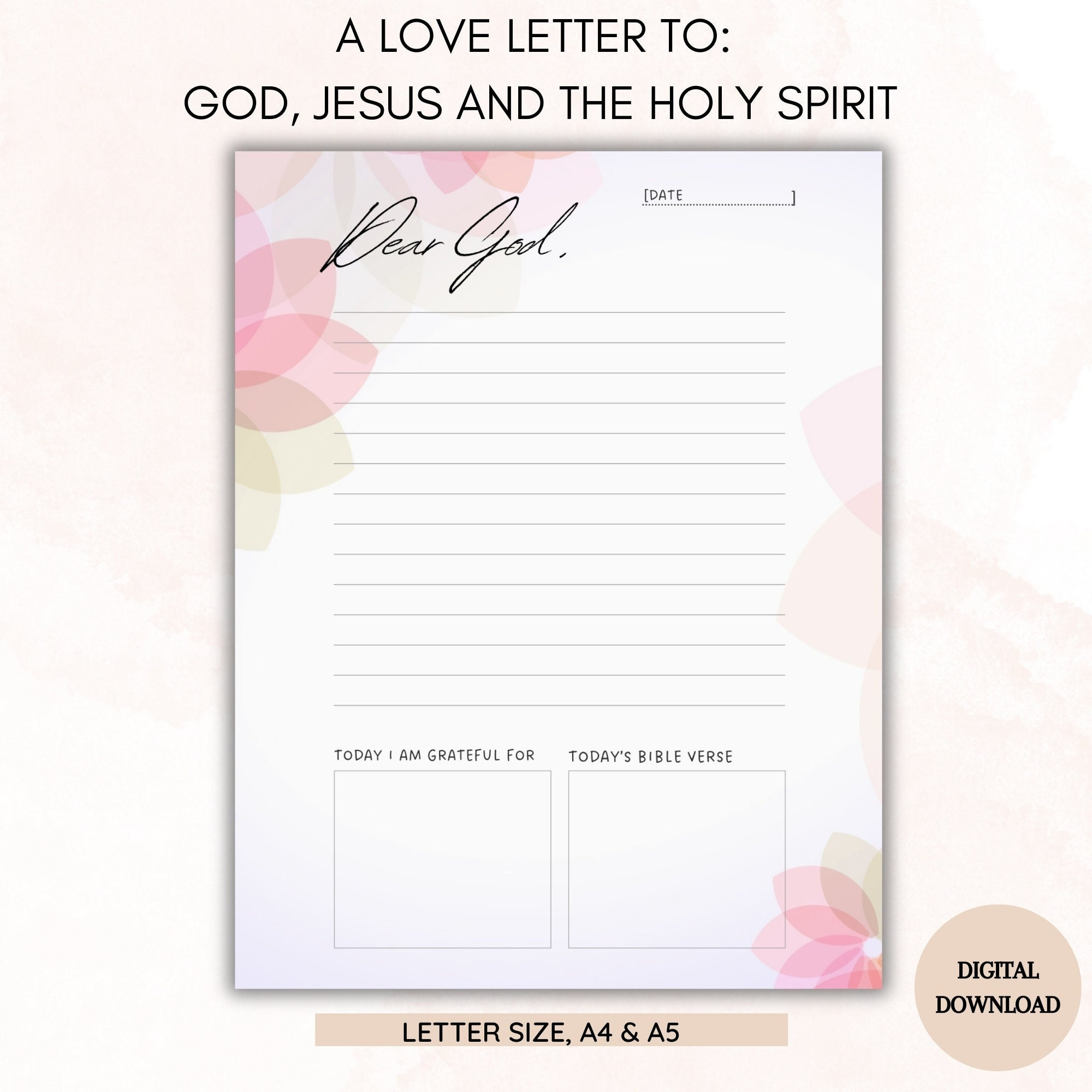 Buy Dear God Daily Prayer Journal: Christian Bible Study (Digital throughout Love Letter From God Printable