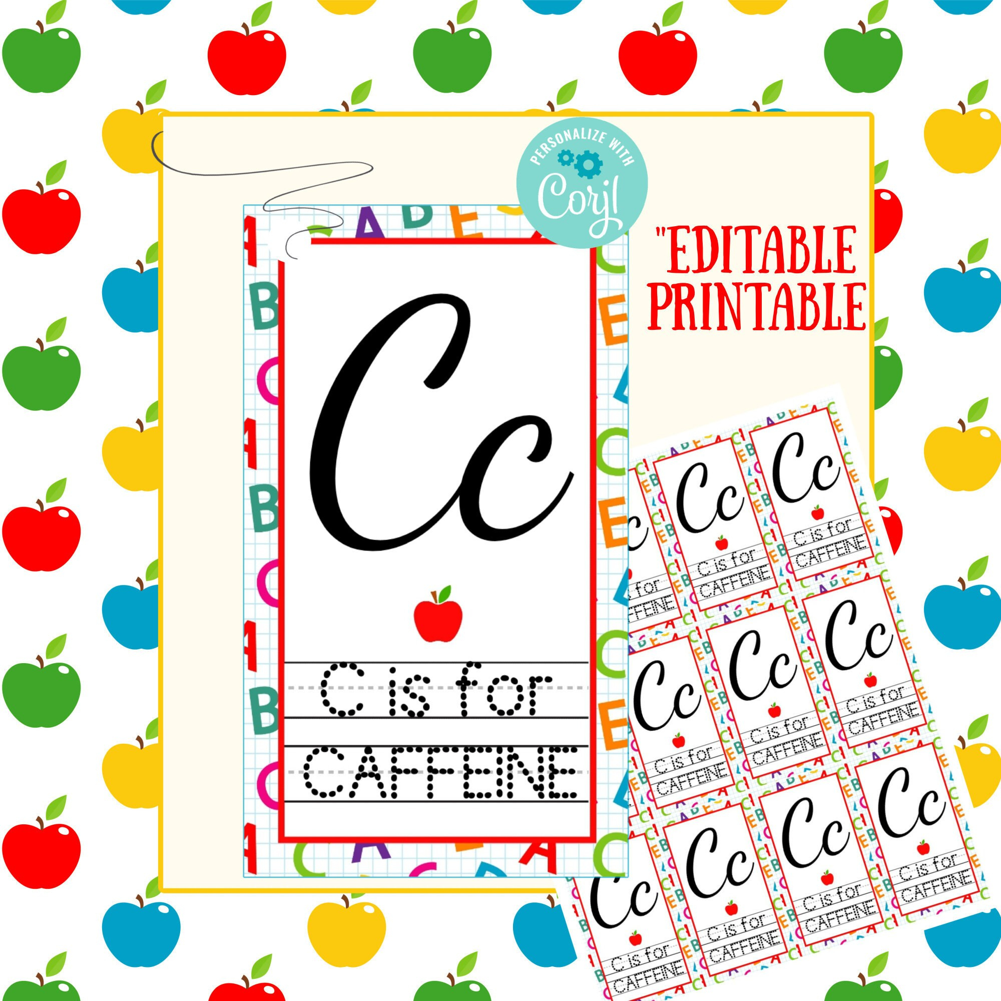 Buy Editable Teacher Gift Tags - C Is For Caffeine - Soda Gift throughout C Is For Caffeine Free Printable