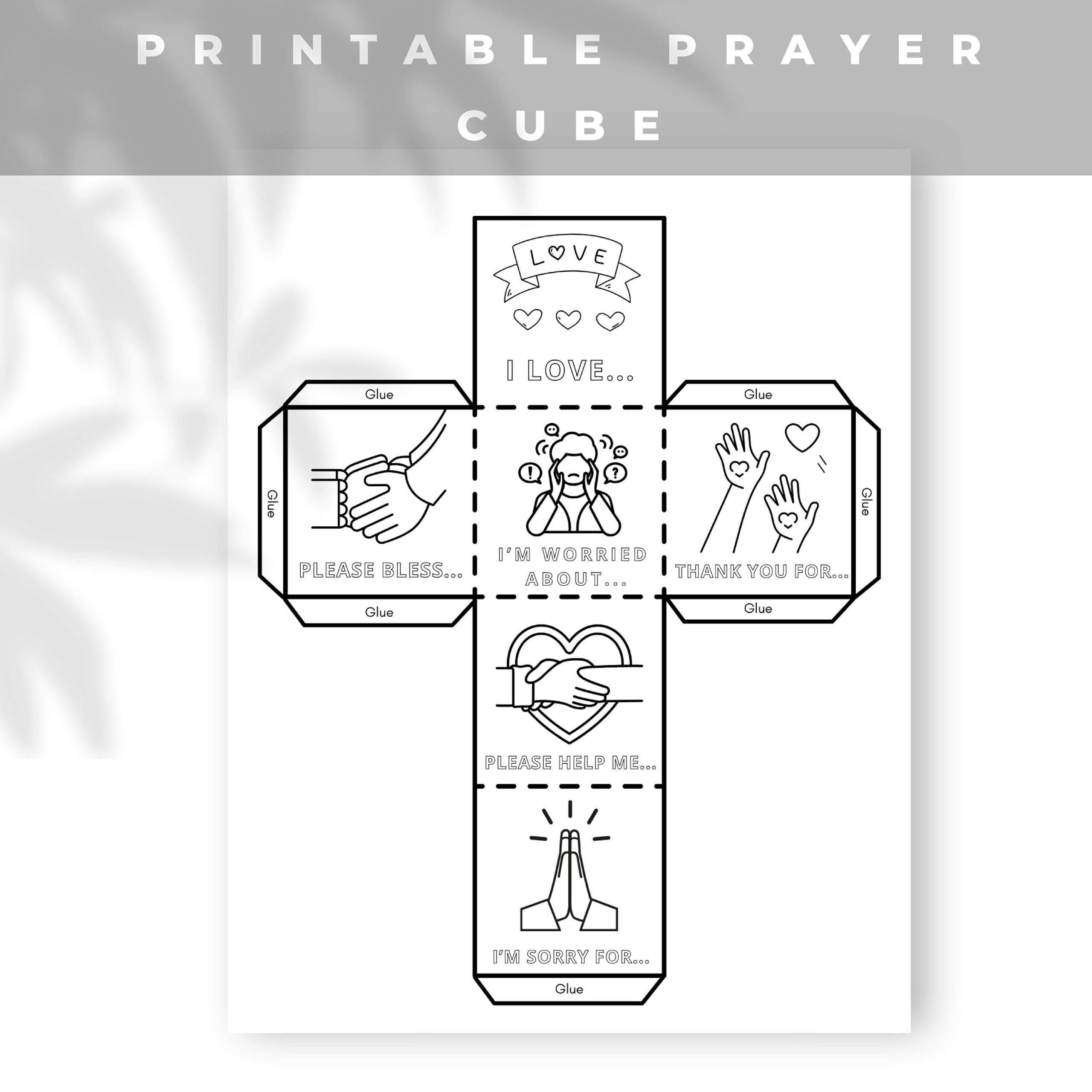 Buy Printable Prayer Cube For Kids, Bible Coloring Page Learning throughout Prayer Cube Printable Free