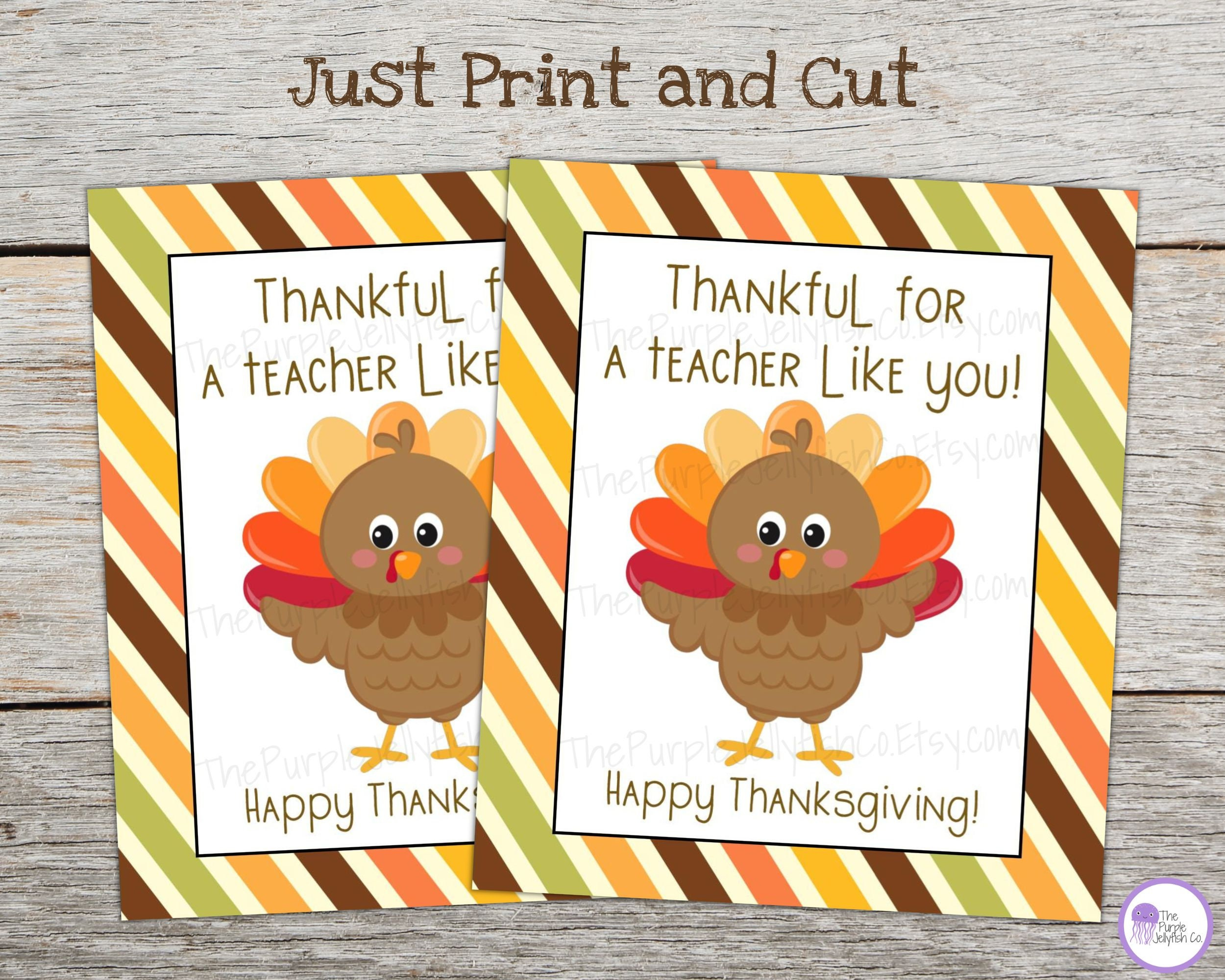 Buy Thankful For Teacher Gift Tag, Thanksgiving Teacher Tag in Thanksgiving Card For Teacher Printable
