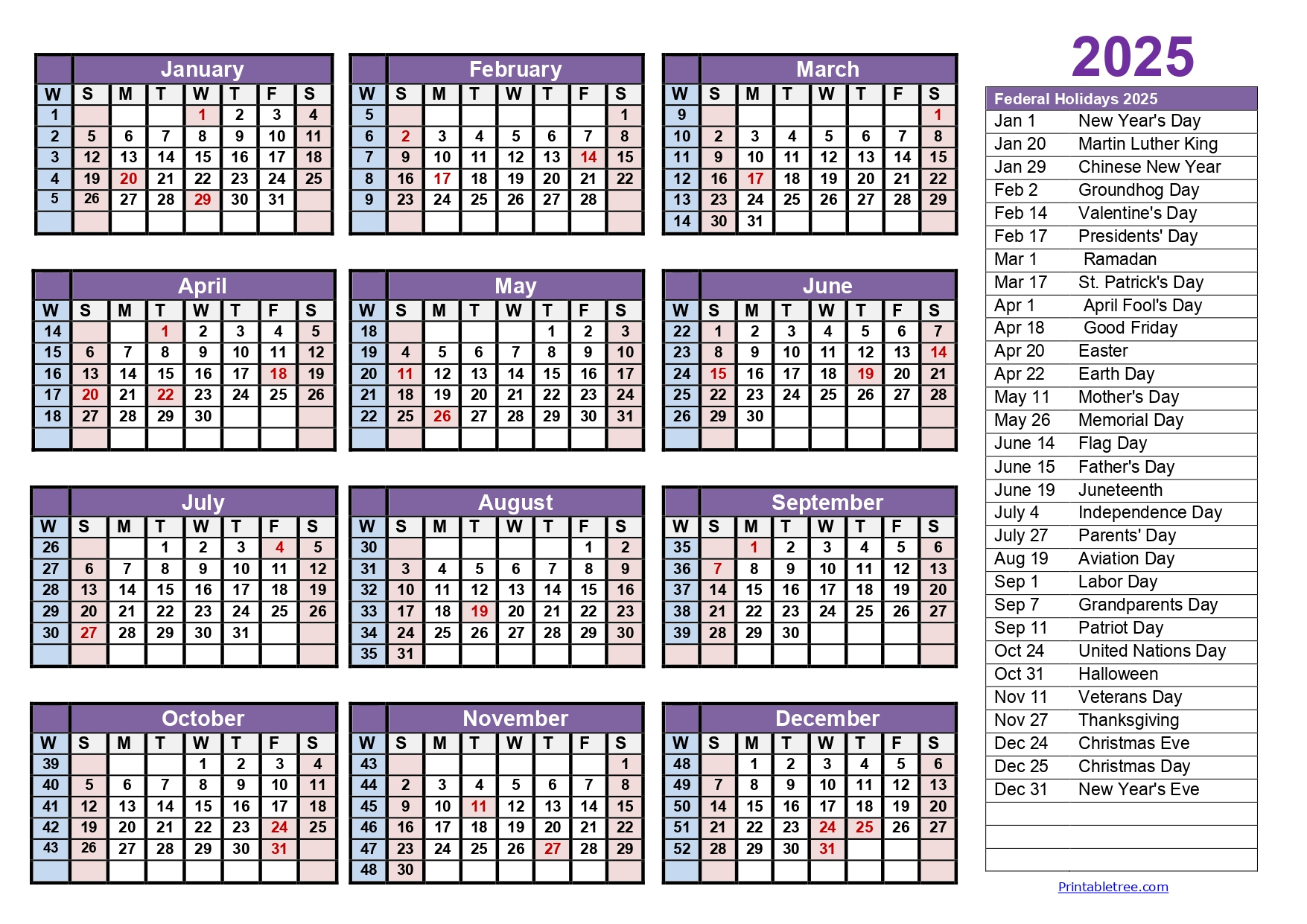 Calendar Weeks 2025 - Printable Tree inside Free Printable 2025 Calendar With Week Numbers