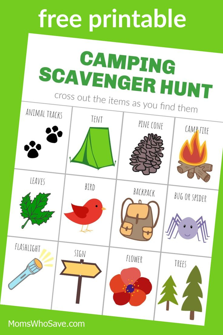 Camping Scavenger Hunt (Free Printable) | Momswhosave throughout Free Camping Scavenger Hunt Printable