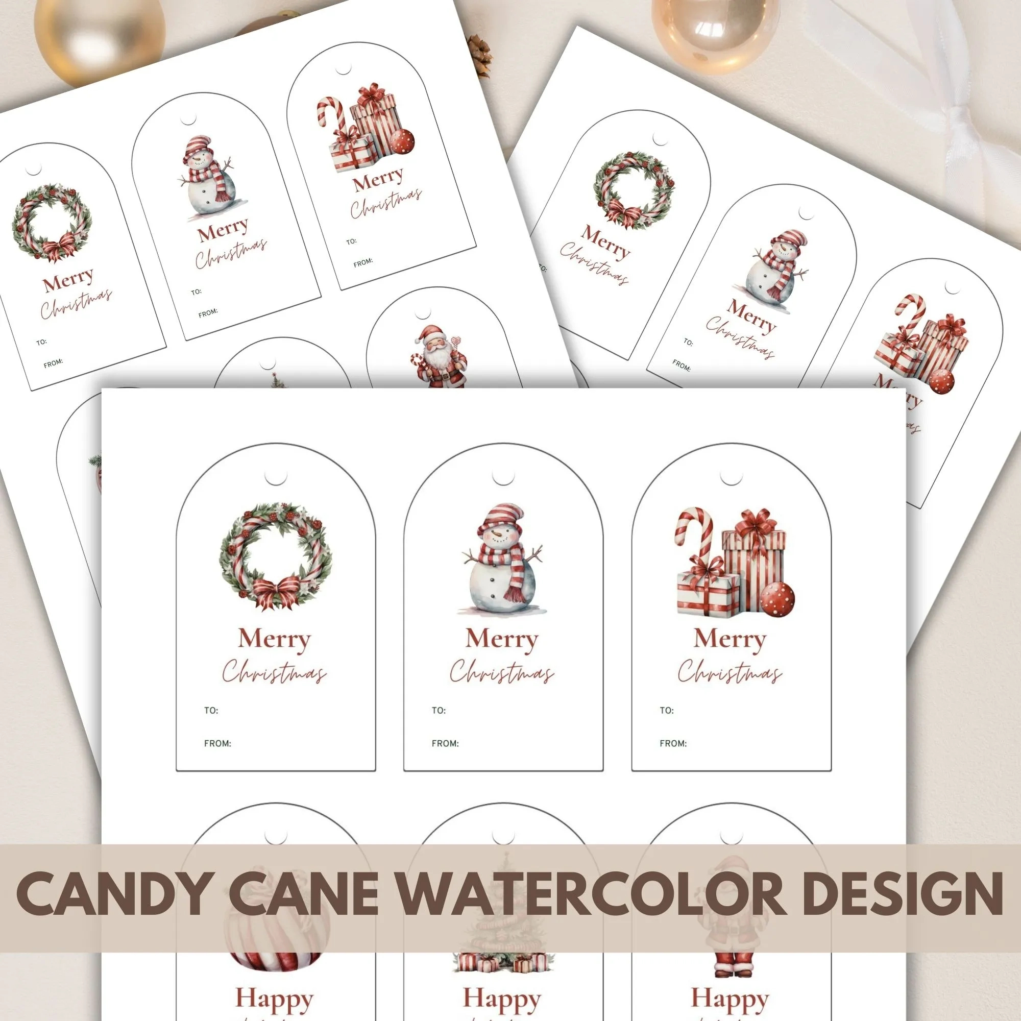 Candy Cane Gift Tags Printable - 9 Festive Christmas Designs for Candy Cane Gift Tag Free Printable