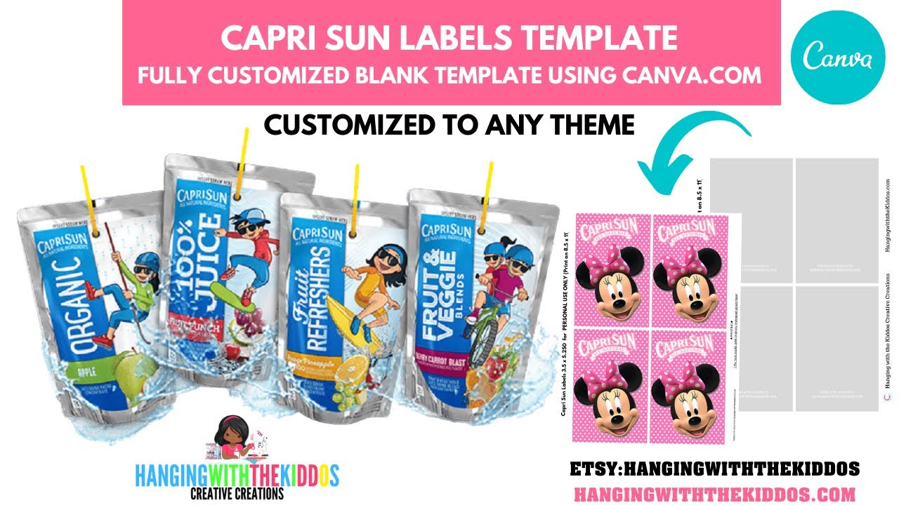 Capri Sun Labels Template | Diy Custom Party Favors| Canva Template inside Printable Capri Sun Template Free