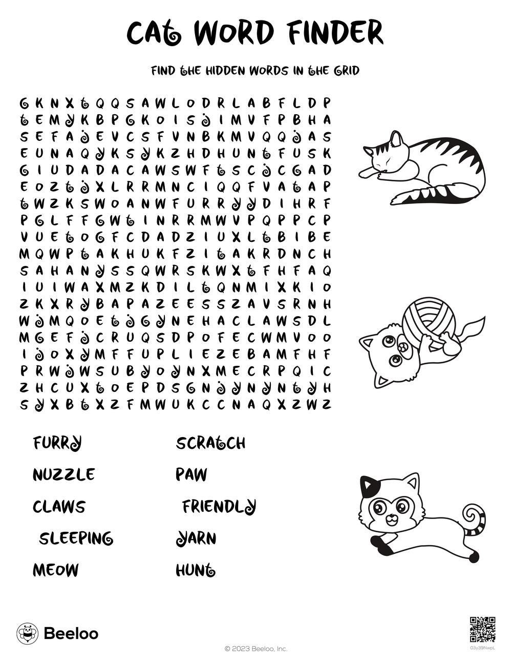 Cat-Themed Word Searches • Beeloo Printable Crafts And Activities within Cat Word Search Printable
