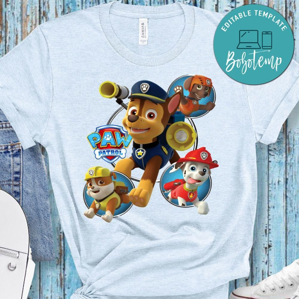 Chase Paw Patrol Birthday Png File Template | Bobotemp for Printable Paw Patrol Birthday Shirt Template