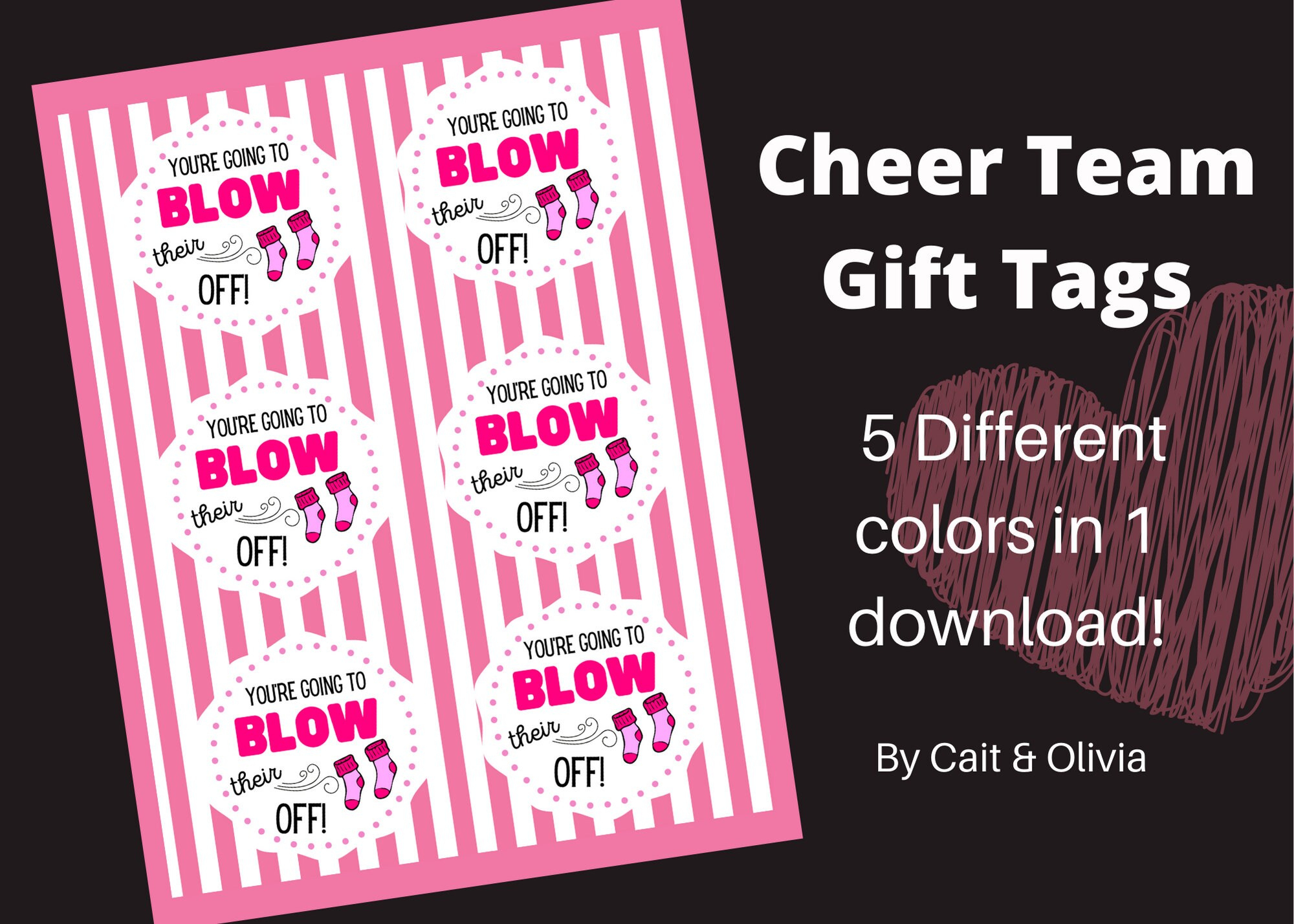 Cheer Team Gift Tag Printable | Blow Their Socks Off (Digital pertaining to Free Printable Cheer Tags
