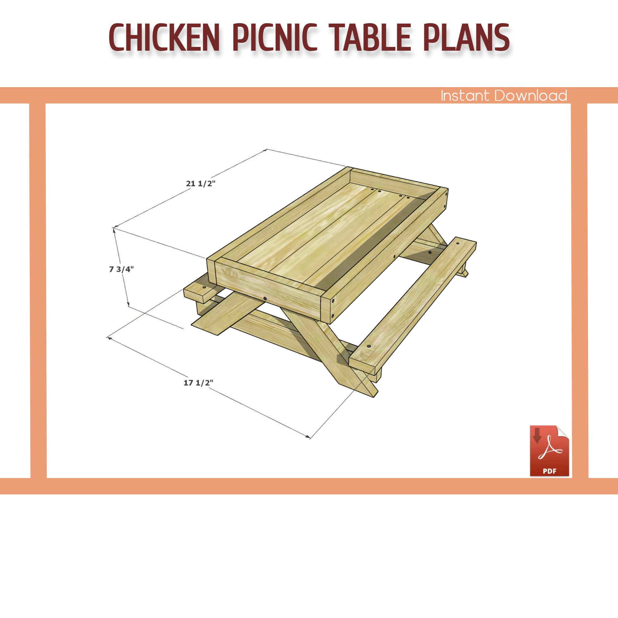 Chicken Picnic Table Plans - Diy Chicknic Table Plans - Download in Free Printable Chicknic Table Plans