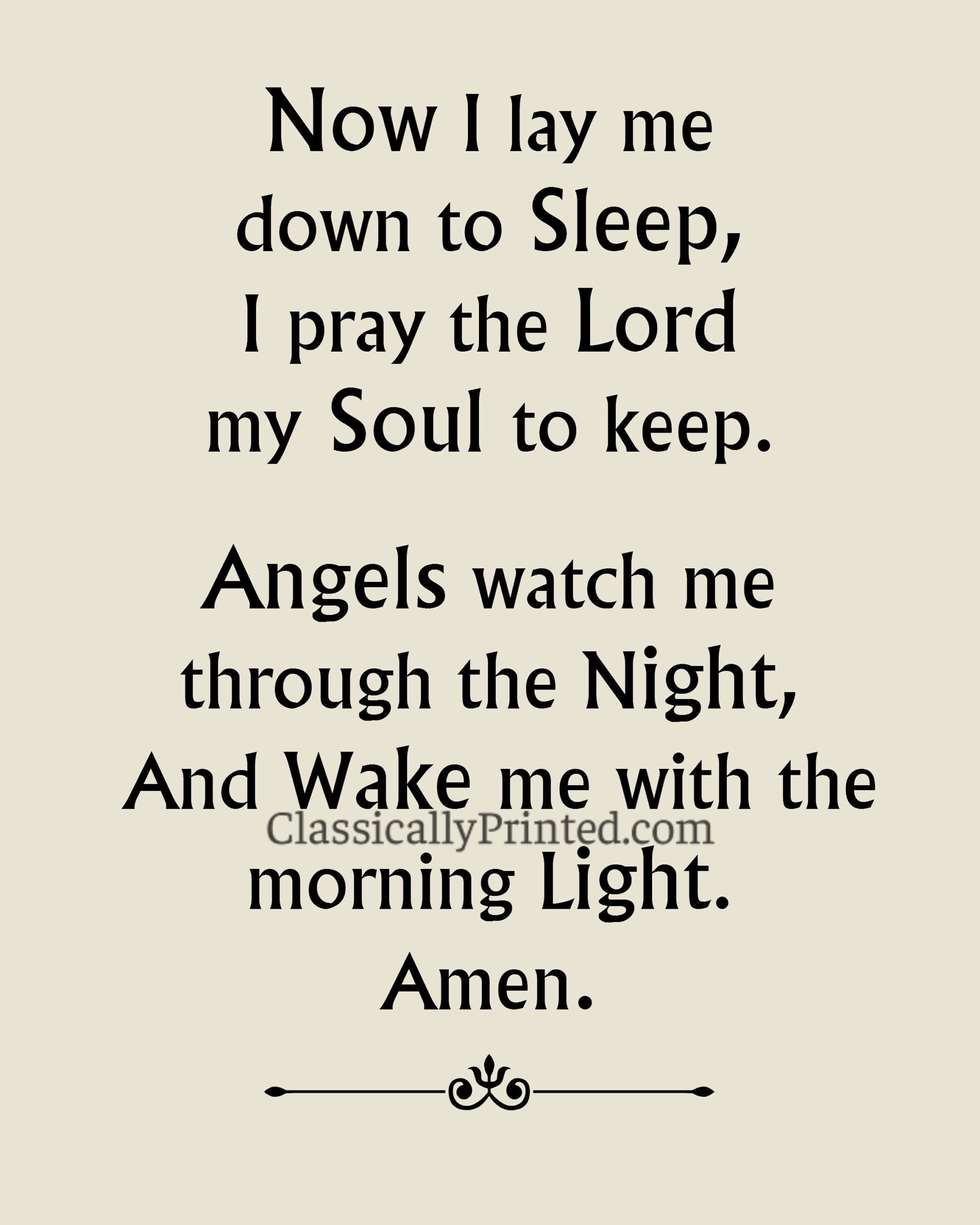Children&amp;#039;S Bedtime Prayer Print: Now I Lay Me Down To Sleep, Beige within Printable Now I Lay Me Down to Sleep Prayer