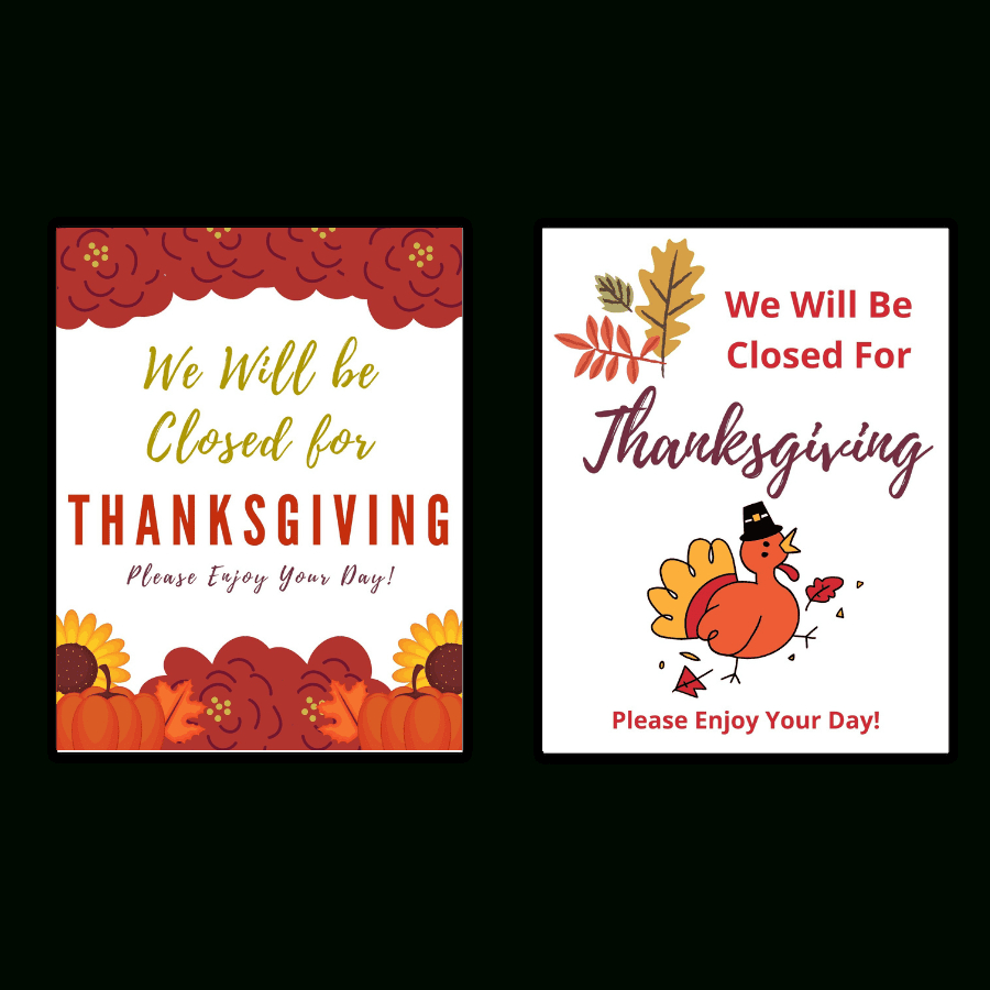 Closed For Thanksgiving Signs - Free Printables - Add A Little throughout Printable Closed Thanksgiving Day Signs