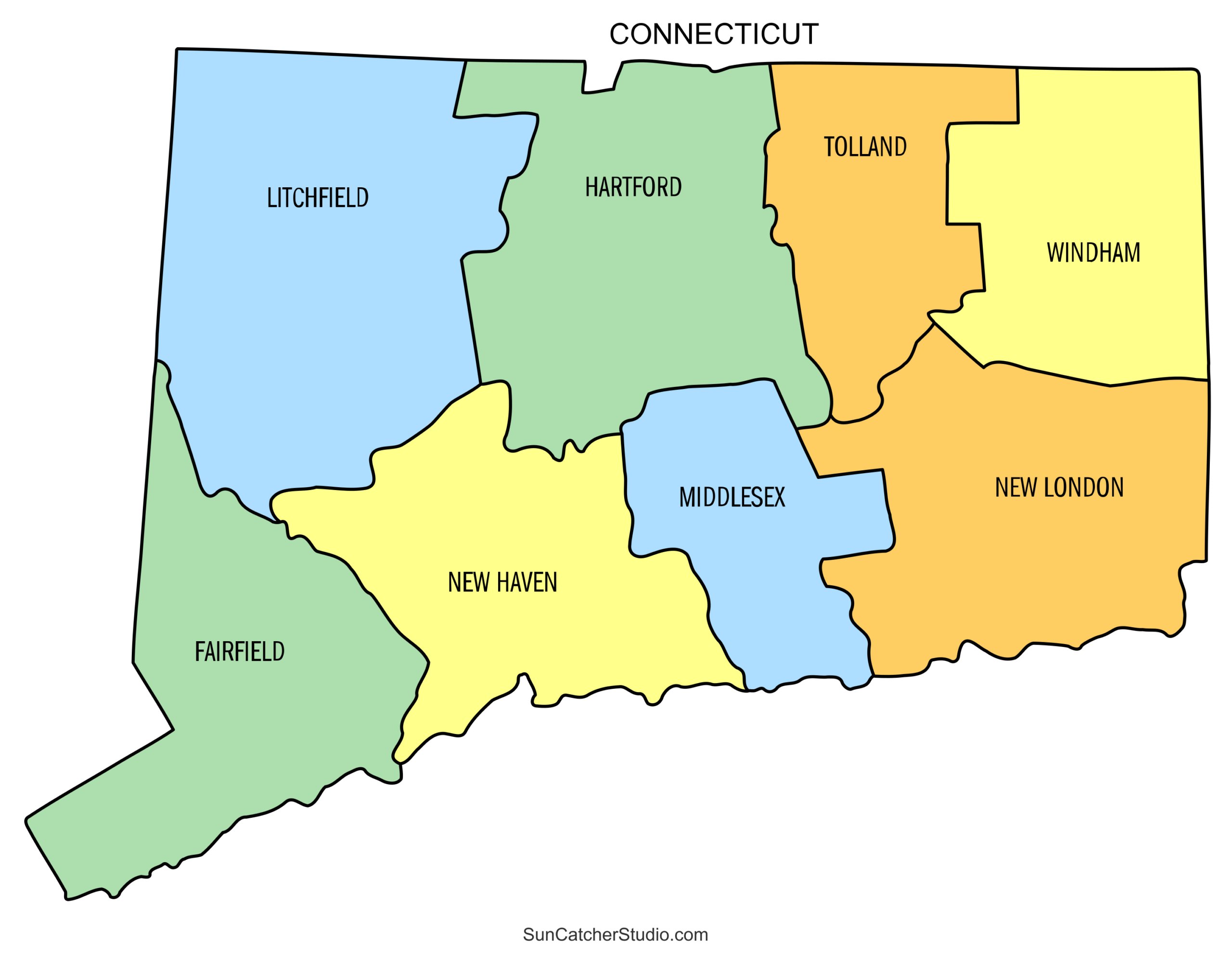 Connecticut County Map (Printable State Map With County Lines inside Connecticut County Map Printable
