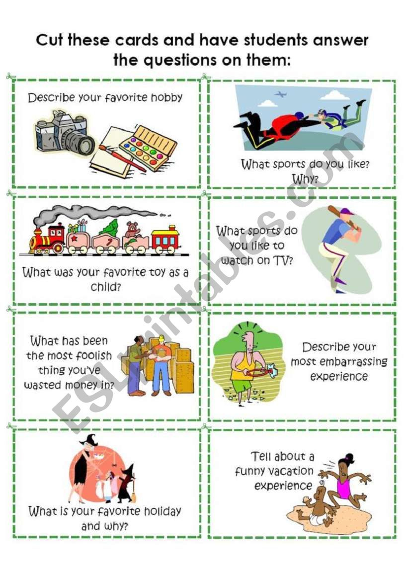 Conversation Cards 1 Of 8 - Esl Worksheetichacantero in Speaking Worksheets Printable For Esl Students