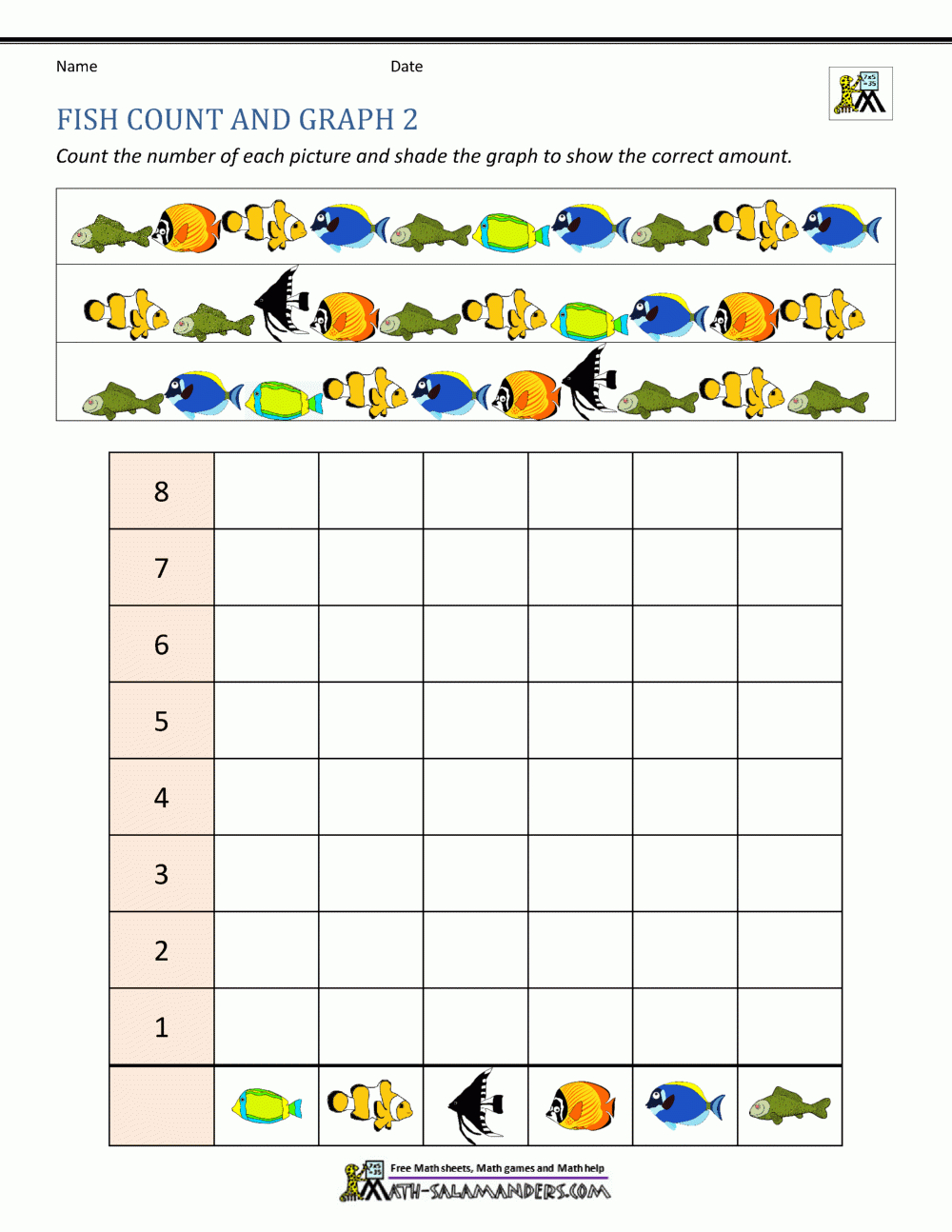Count And Graph Worksheets throughout Printable Fish Bar Graph Worksheet