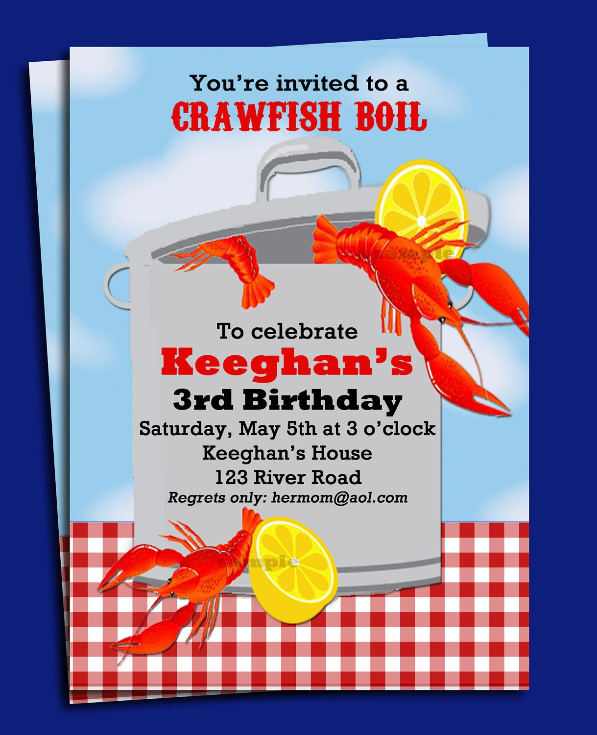 Crawfish Boil Birthday Invitation: Louisiana Seafood Party (Printable Or Printed) with Free Printable Crawfish Boil Invitations
