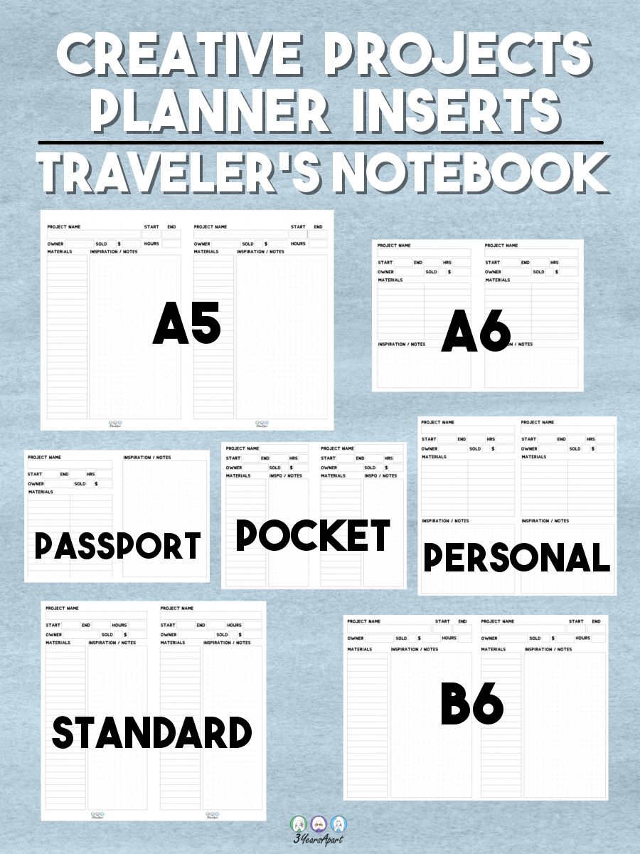Creative Project Planner Inserts | Free Printable For Traveler&amp;#039;S with Free Printable B6 Inserts
