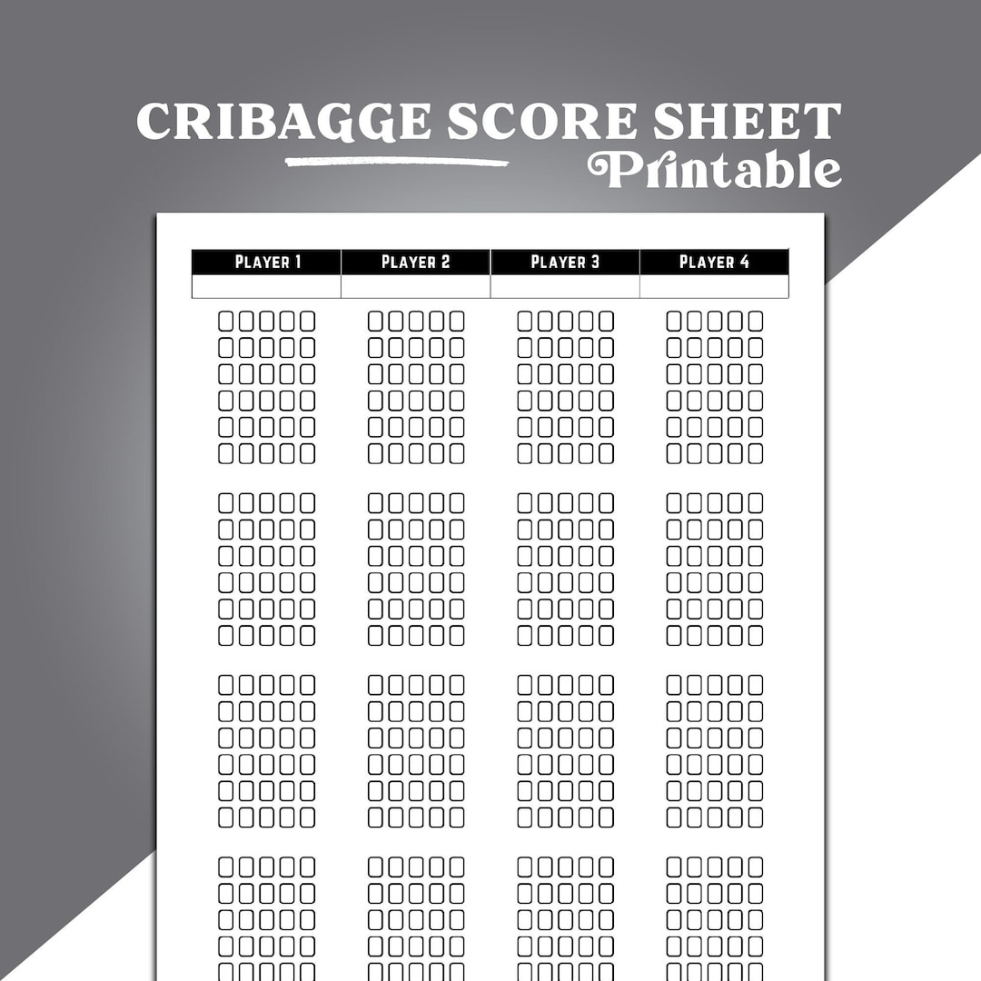 Cribbage Score Sheets, Cribbage Scoring, Cribbage Scoring Aid with Cribbage Score Sheets Printable