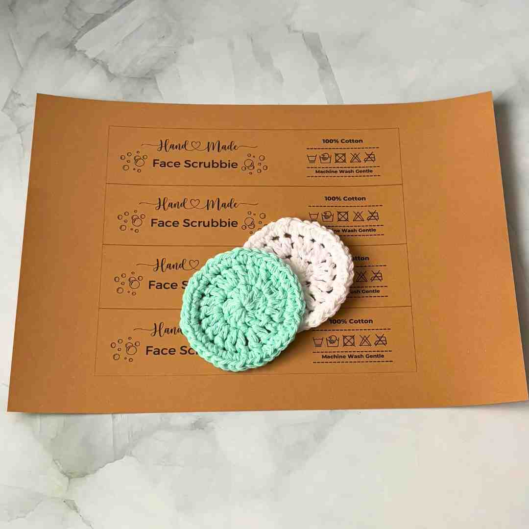 Crochet Face Scrubbie Labels (Printable Pdf A4) - With Care in Free Printable Face Scrubbies Labels