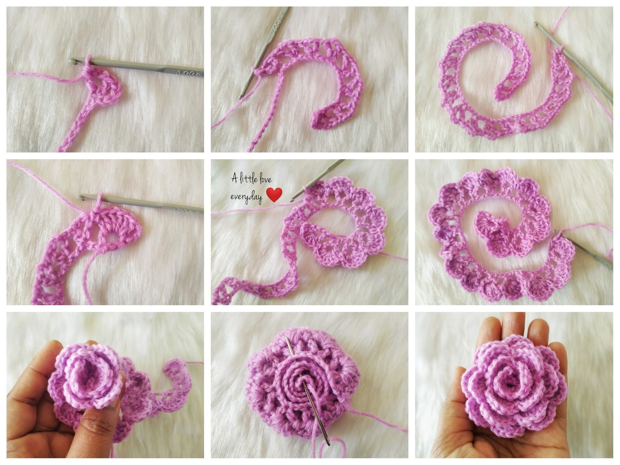 Crochet Rose Free Pattern - A Little Love Everyday! regarding Free Printable Crochet Rose Pattern