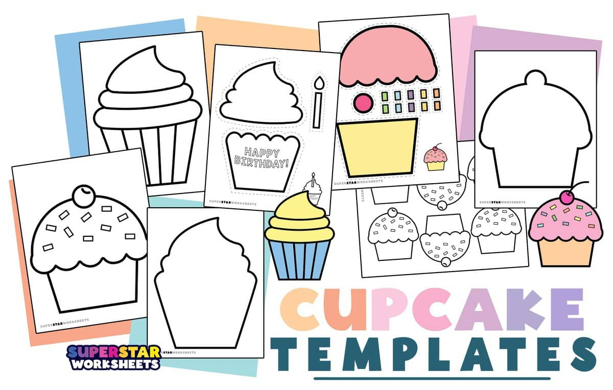 Cupcake Template (Free Printables) - Superstar Worksheets inside Free Printable Birthday Cupcakes For Classroom Display