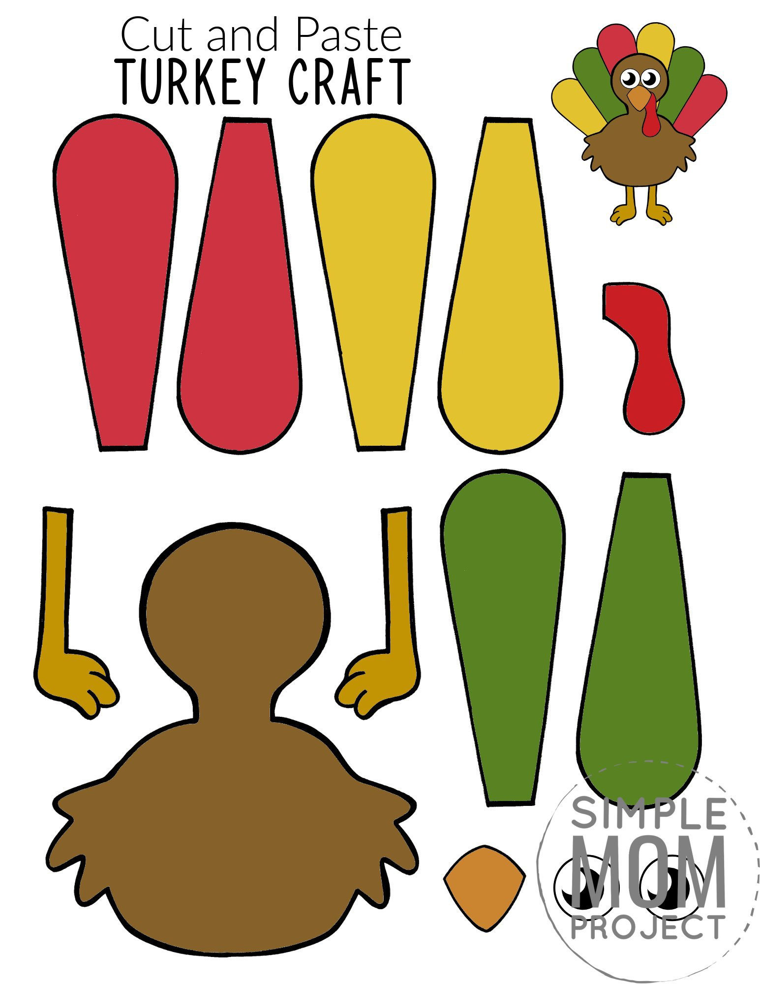 Cut And Paste Turkey Craft For Kids With Free Template for Cut and Paste Turkey Printable