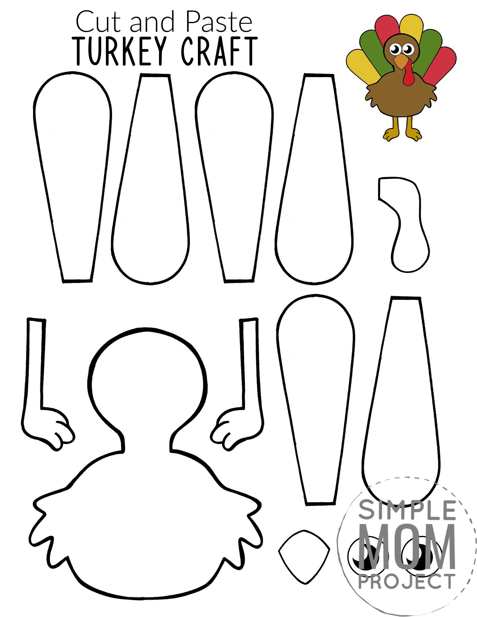 Cut And Paste Turkey Craft For Kids With Free Template within Cut and Paste Turkey Printable