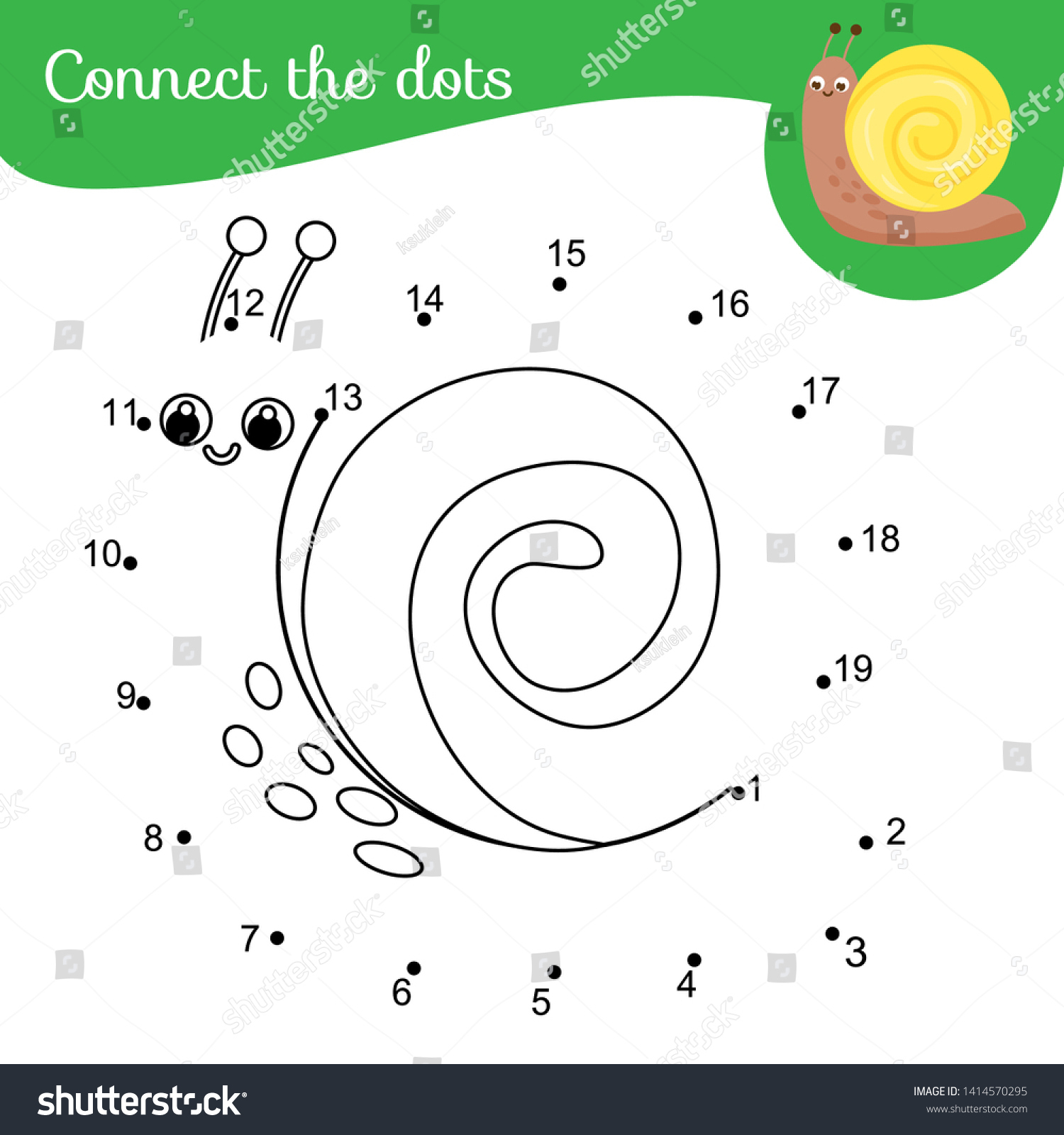 Cute Snail Connect Dots Dot Dot Stock Vector (Royalty Free regarding Snail Number Match Worksheet Printable