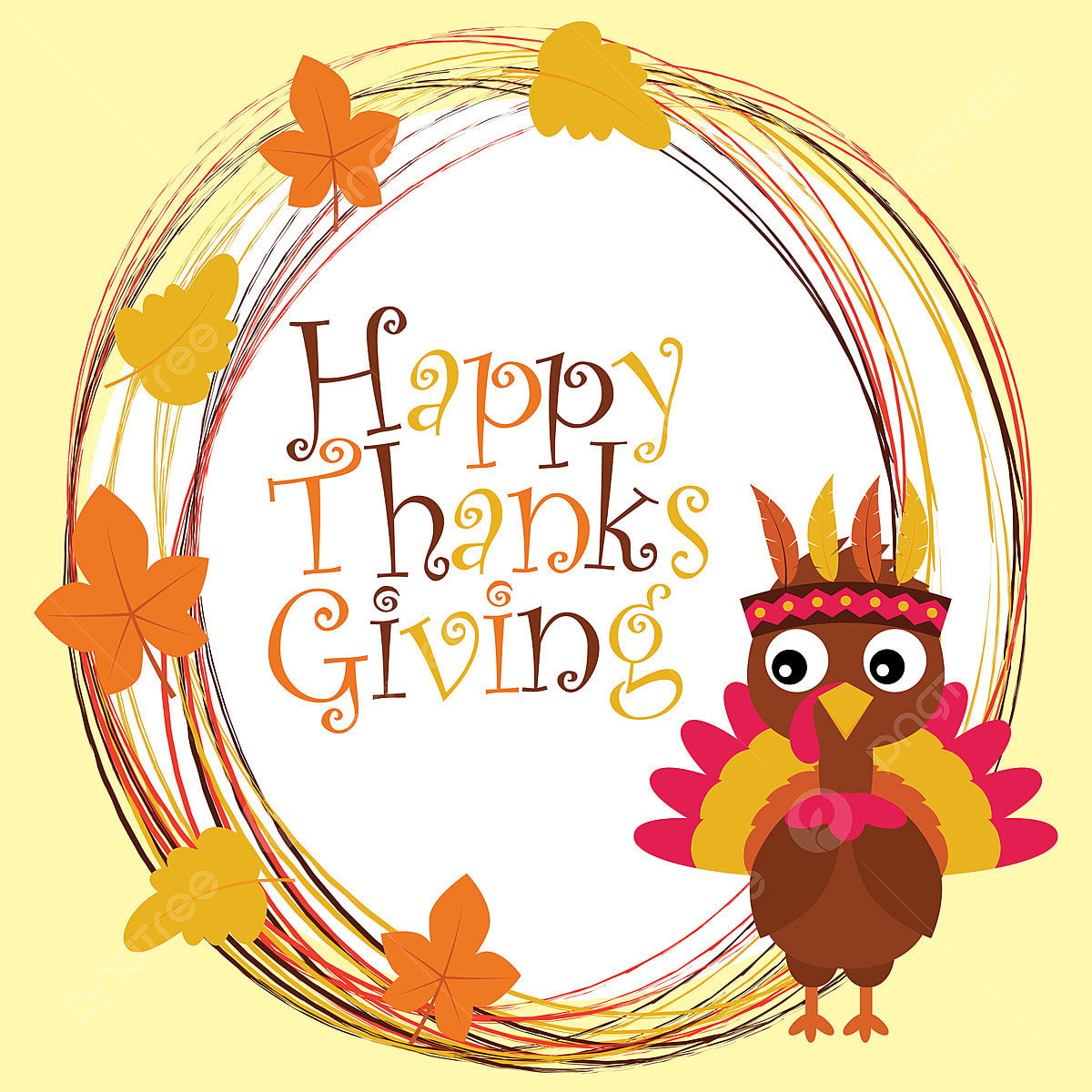 Cute Turkey And Happy Thanksgiving Text Cartoon Illustration For for Printable Thanksgiving Clip Art