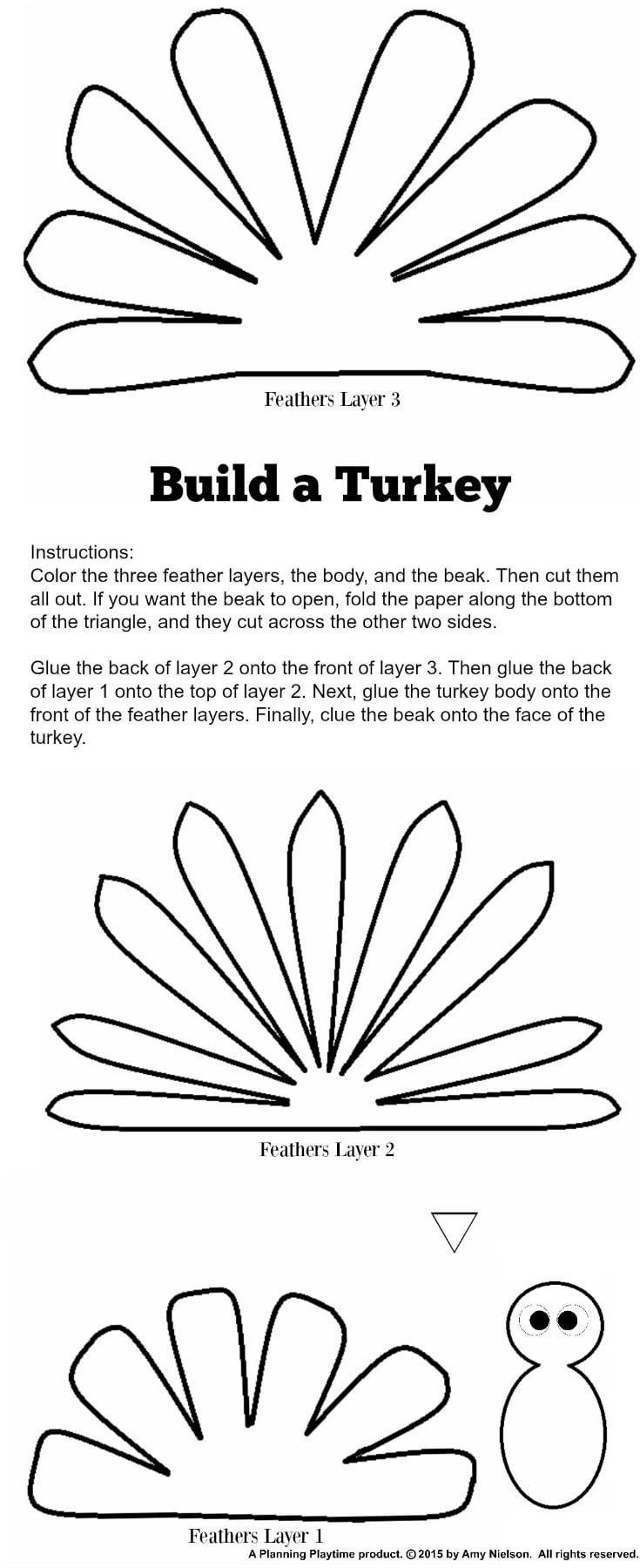 Cute Turkey Craft W/ Free Printable Template - Planning Playtime within Turkey Printables With Feathers