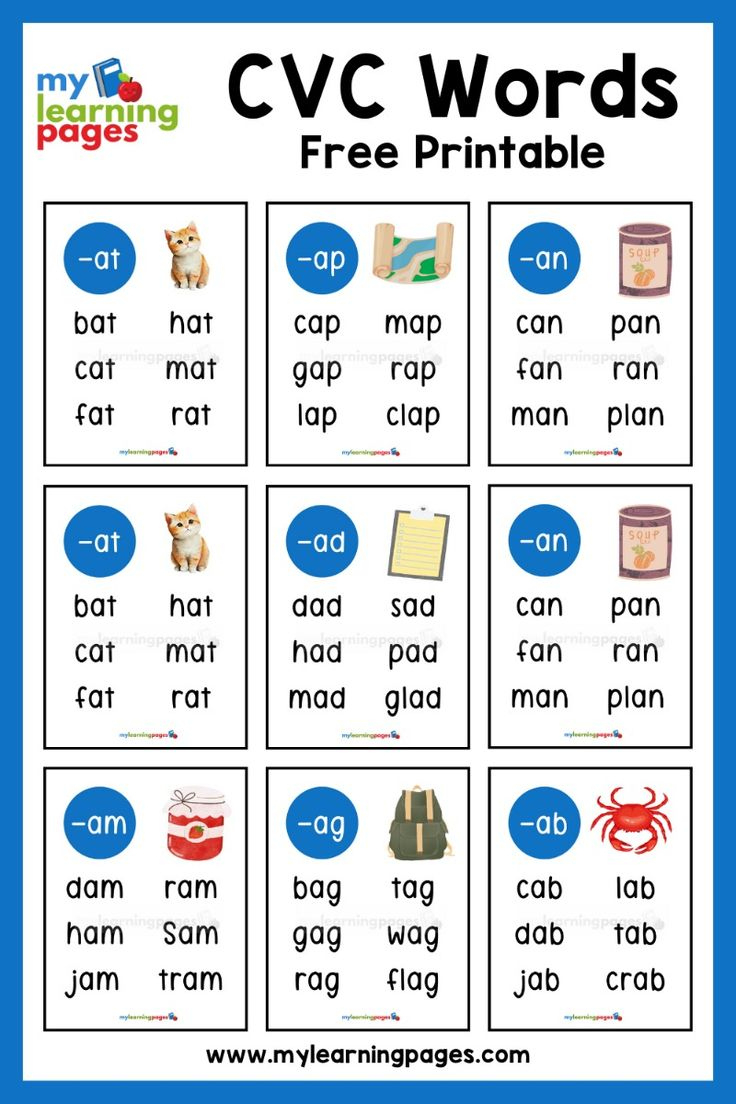 Cvc Words Free Printables intended for Free Printable Cvc Words