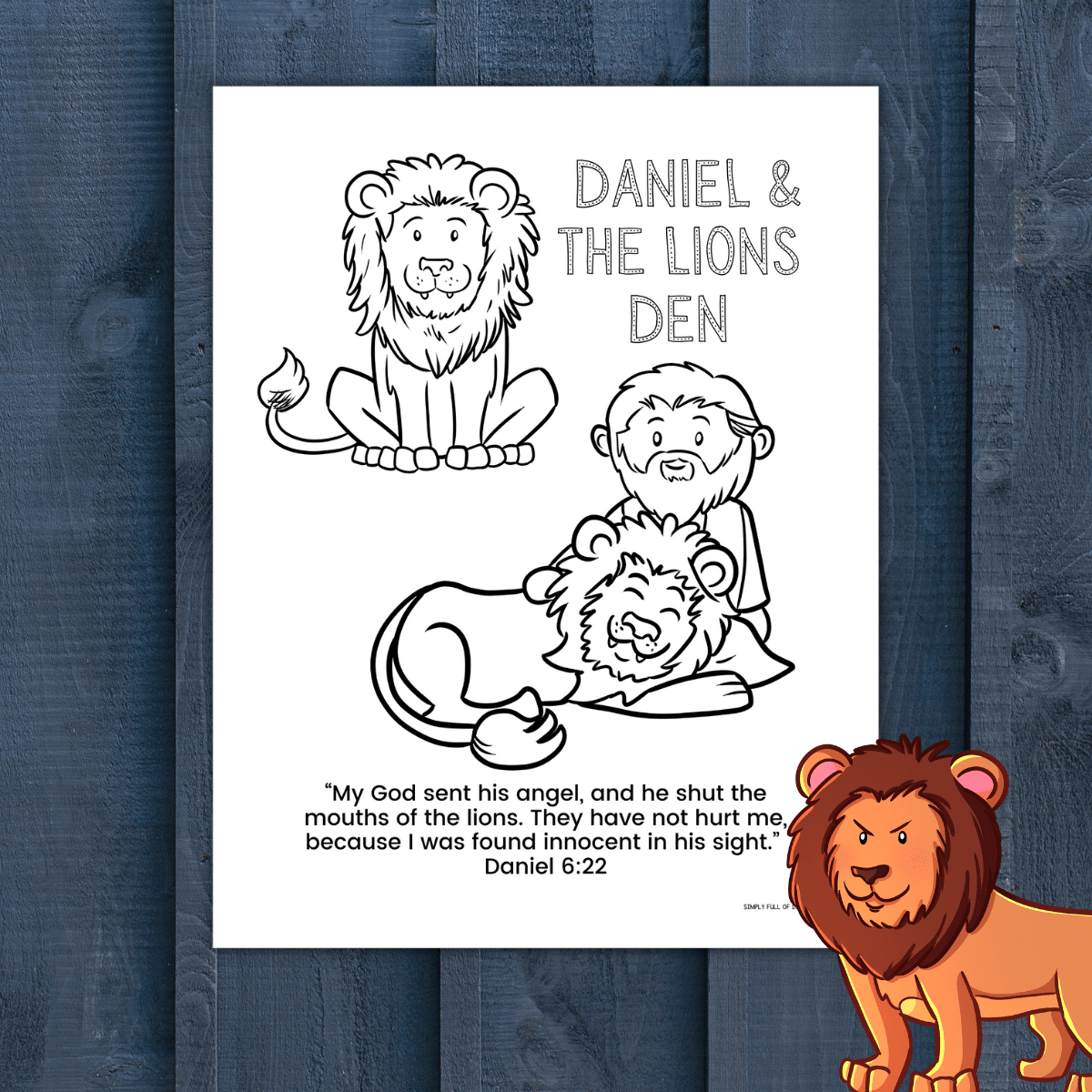 Daniel And The Lions Den Coloring Page (Free Printable) - Simply pertaining to Free Printable Daniel And The Lion&amp;#039;S Den Printable Craft