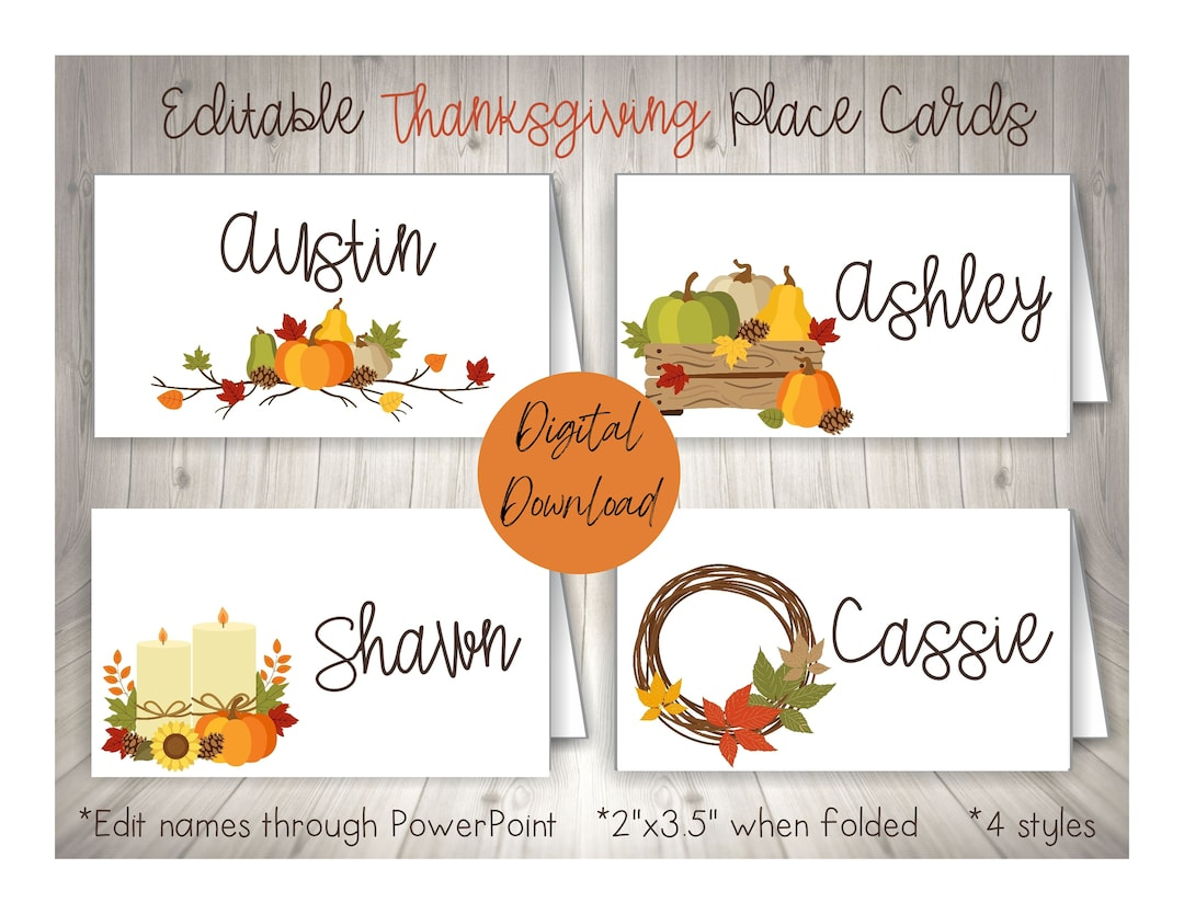 Danksagungs-Tischkarten, Erntedank-Lebensmitteletiketten within Printable Thanksgiving Table Name Tags