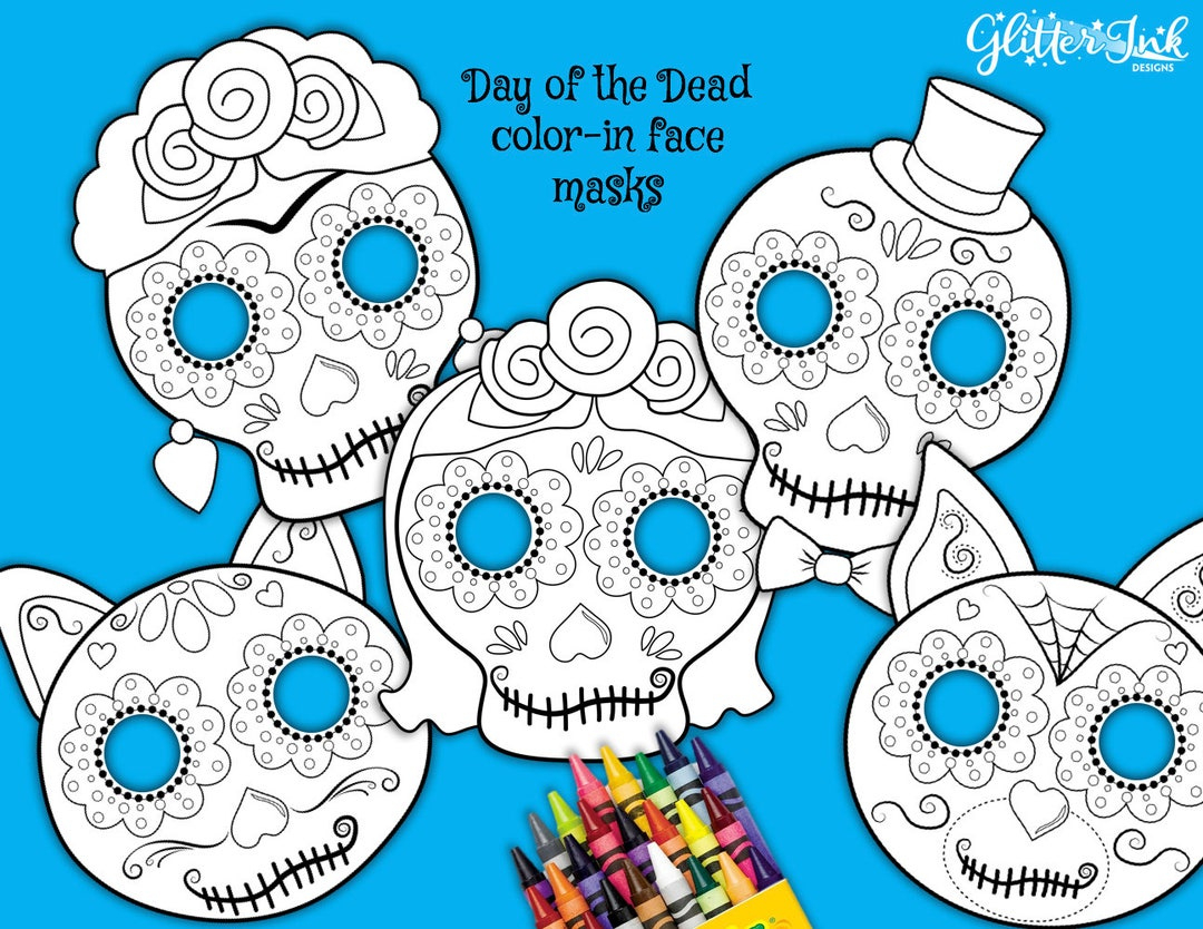 Day Of The Dead Sugar Skull Mask Coloring Pages, Printable Día De throughout Day Of The Dead Printable Masks
