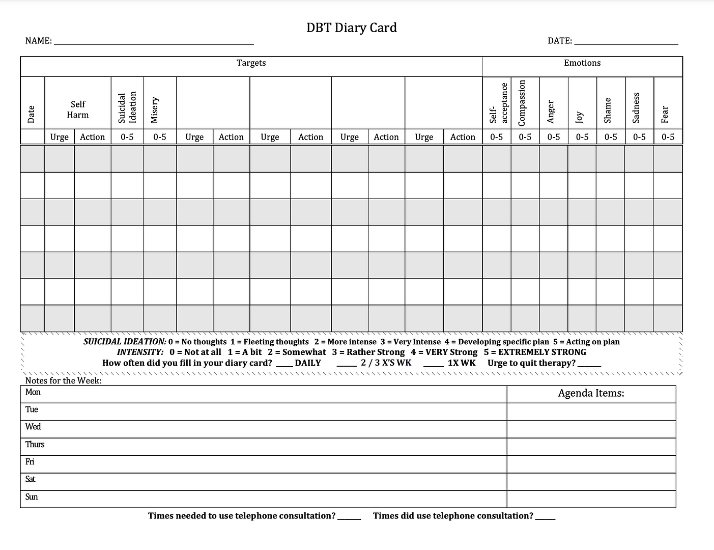 Dbt Diary Card Template | Mentally Fit Pro - Worksheets Library throughout Printable Dbt Diary Card