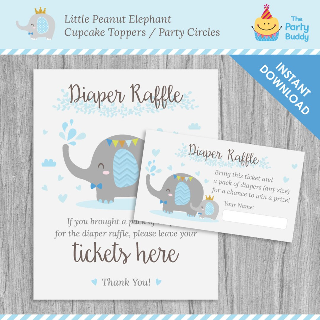 Diaper Raffle Ticket Card &amp;amp; Poster Sign | Little Peanut Boy Baby in Free Printable Diaper Raffle Tickets Elephant