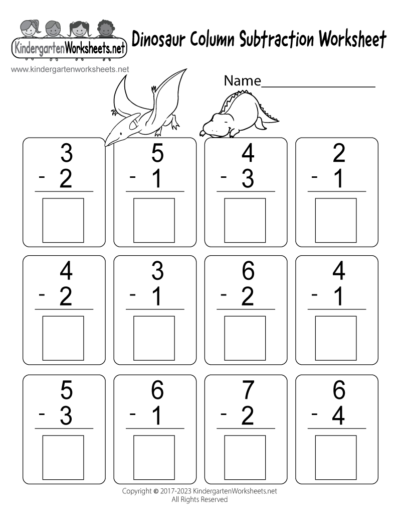 Dinosaur Column Subtraction Worksheet - Free Printable, Digital, &amp;amp; Pdf pertaining to Column Subtraction With Birds Worksheet