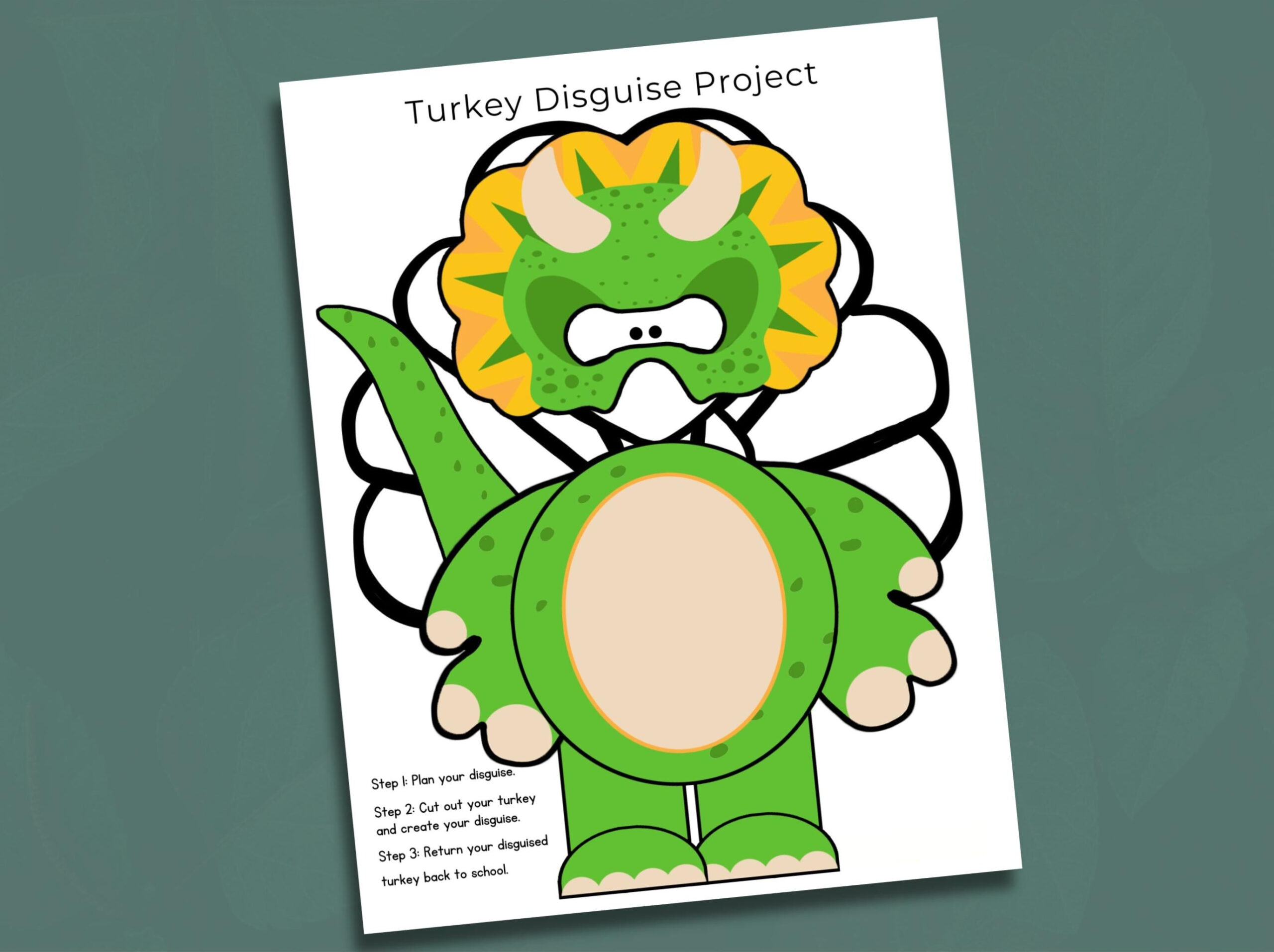 Dinosaur Turkey In Disguise Project: Kids Fall Craft (Pdf) - Etsy in Turkey Disguise Project Dinosaur