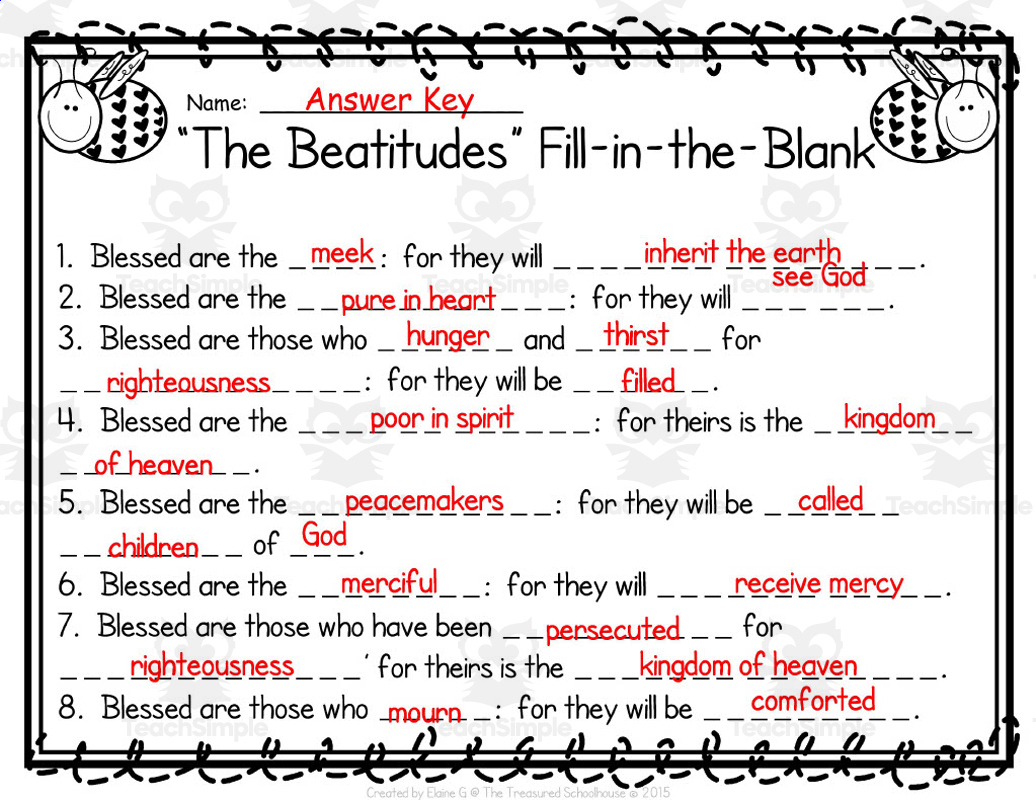 Discipleship And Beatitudes Worksheet Crossword - Wordmint for Free Printable Beatitudes Worksheet
