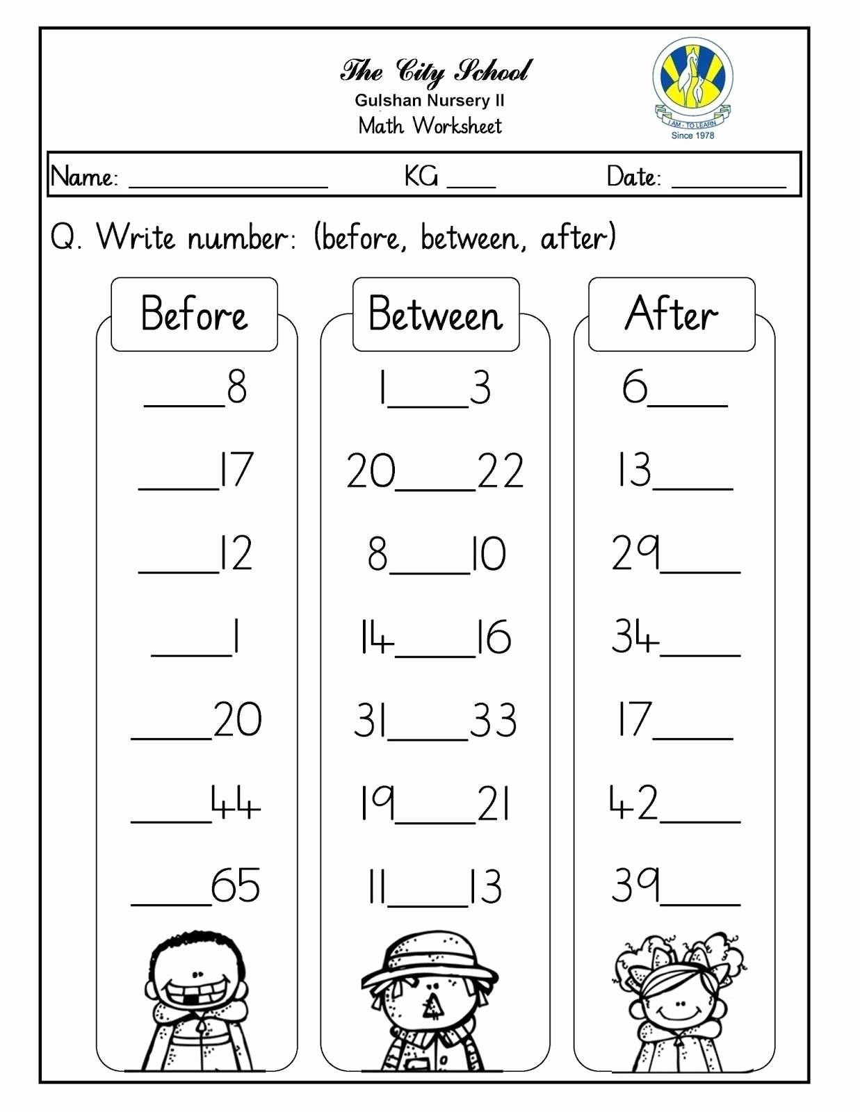 Discover 7 Before After Between And First Grade Math Worksheets with Before and After Numbers Worksheet