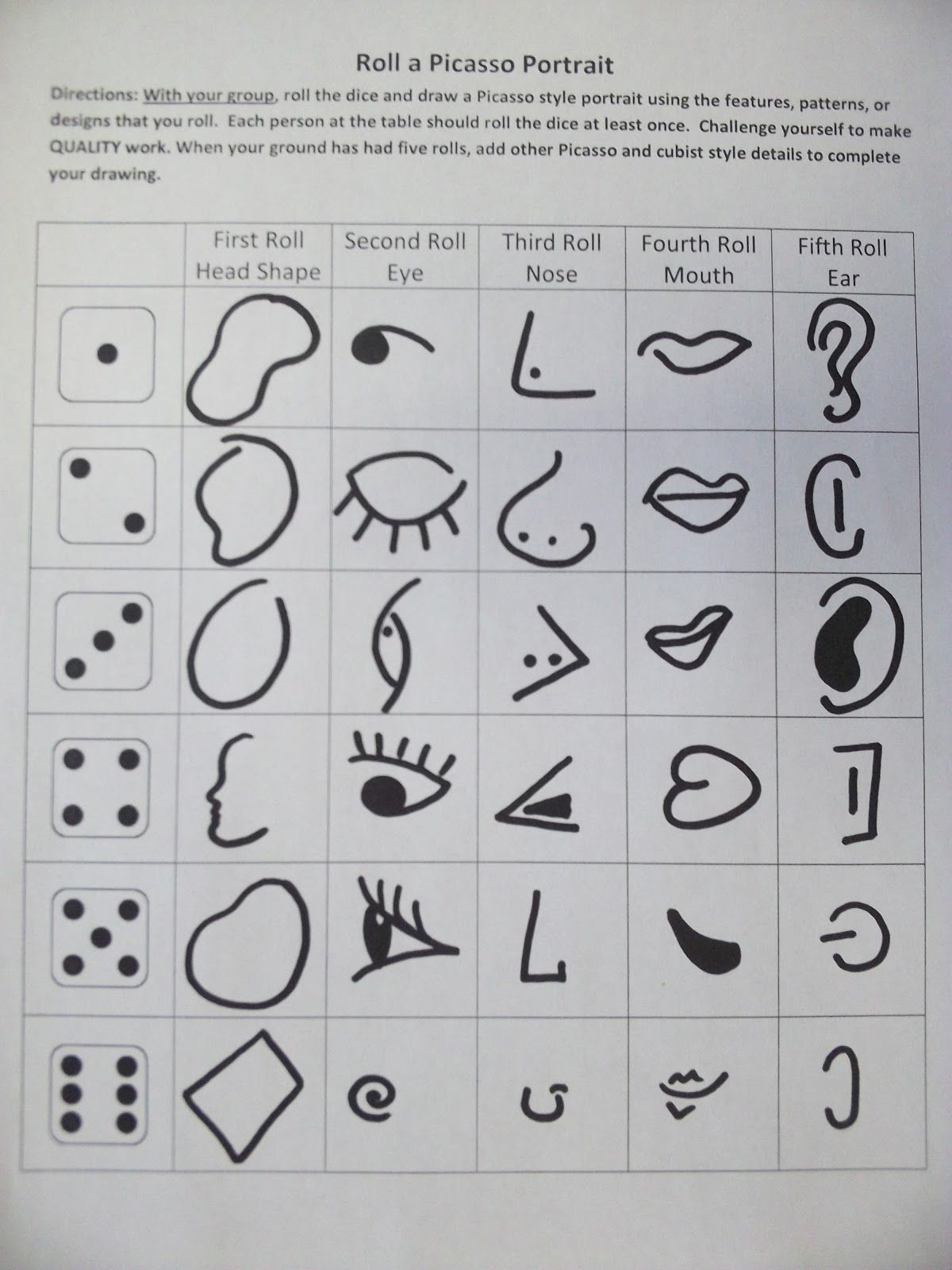 Discover 9 Picasso And Picasso Craft For Preschool Ideas | Art with Roll a Picasso Free Printable