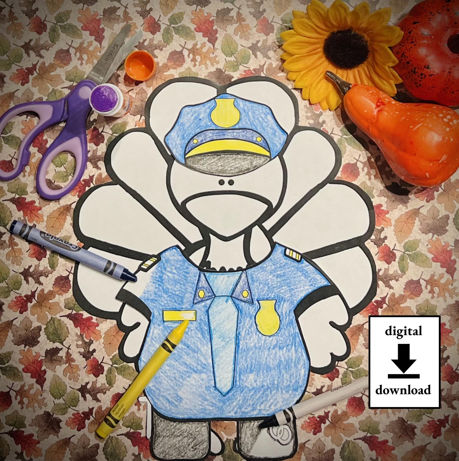Disguise A Truthahn - Blanko Polizisten Verschnaufvorlage - Etsy.de for Turkey Disguise Police Officer