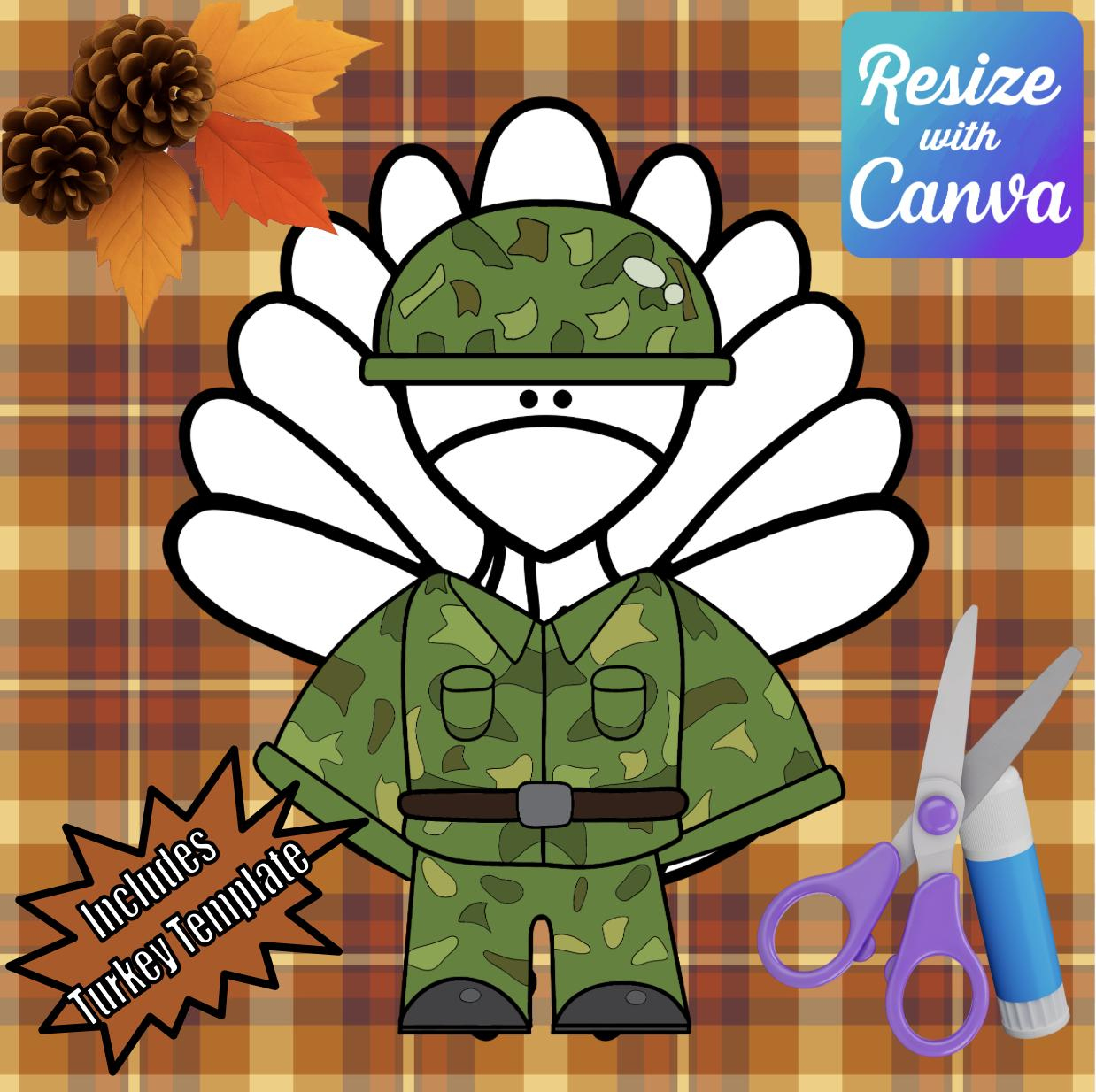 Disguise A Turkey- Army Disguise-Resizable! - Etsy throughout Military Turkey in Disguise