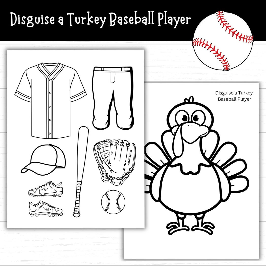 Disguise A Turkey Baseball Player, Black And White Printable throughout Turkey in Disguise Baseball Player