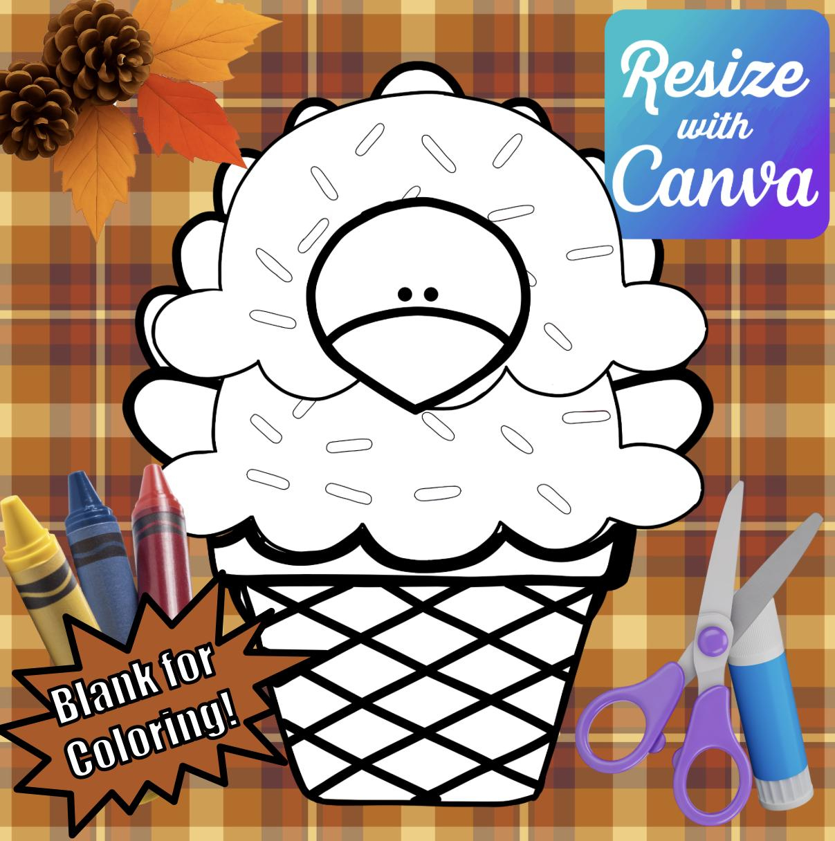 Disguise A Turkey- Blank Ice Cream Disguise Template-Resizable! - Etsy with regard to Turkey In Disguise Ice Cream