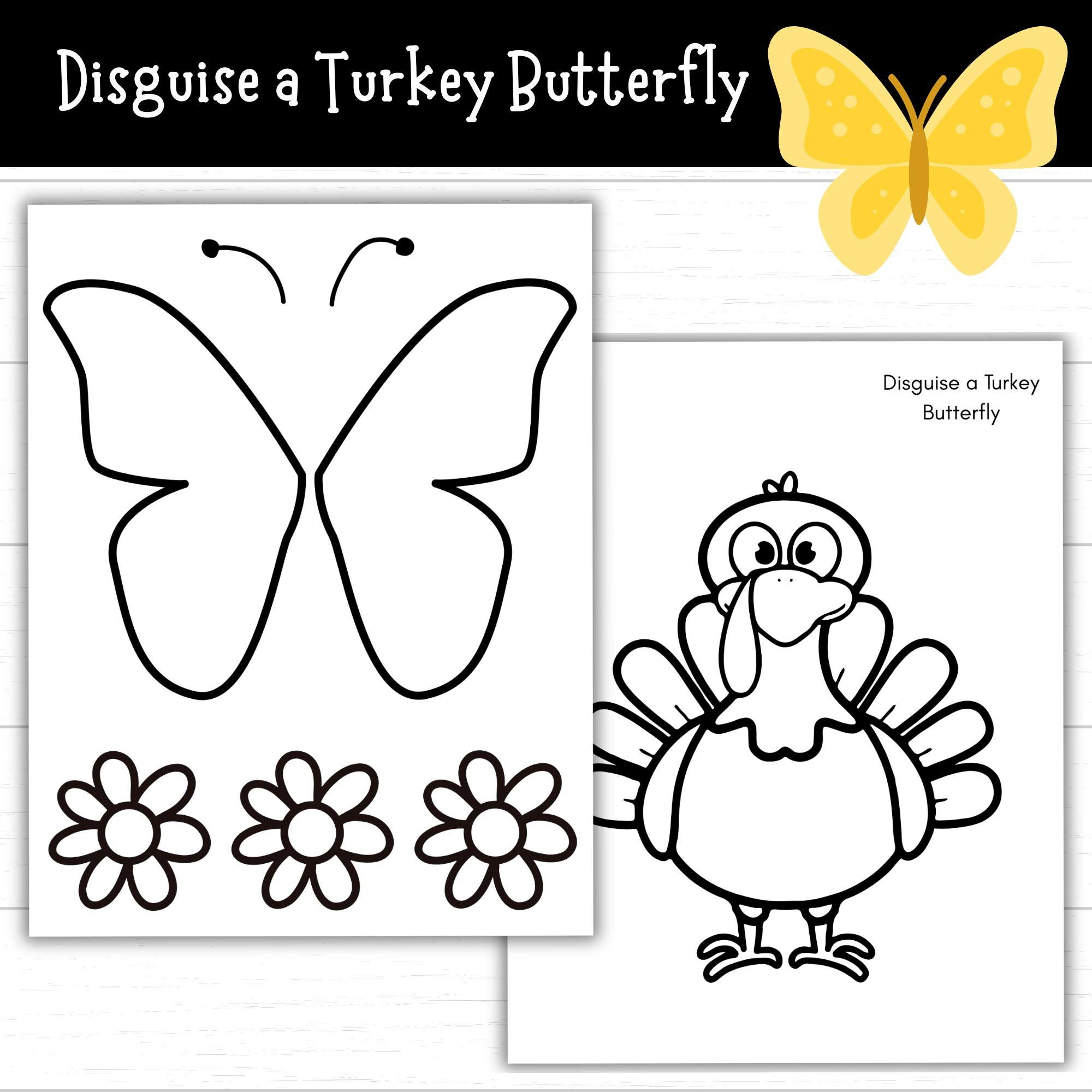Disguise A Turkey Butterfly, Printable Thanksgiving Craft in Butterfly Turkey In Disguise