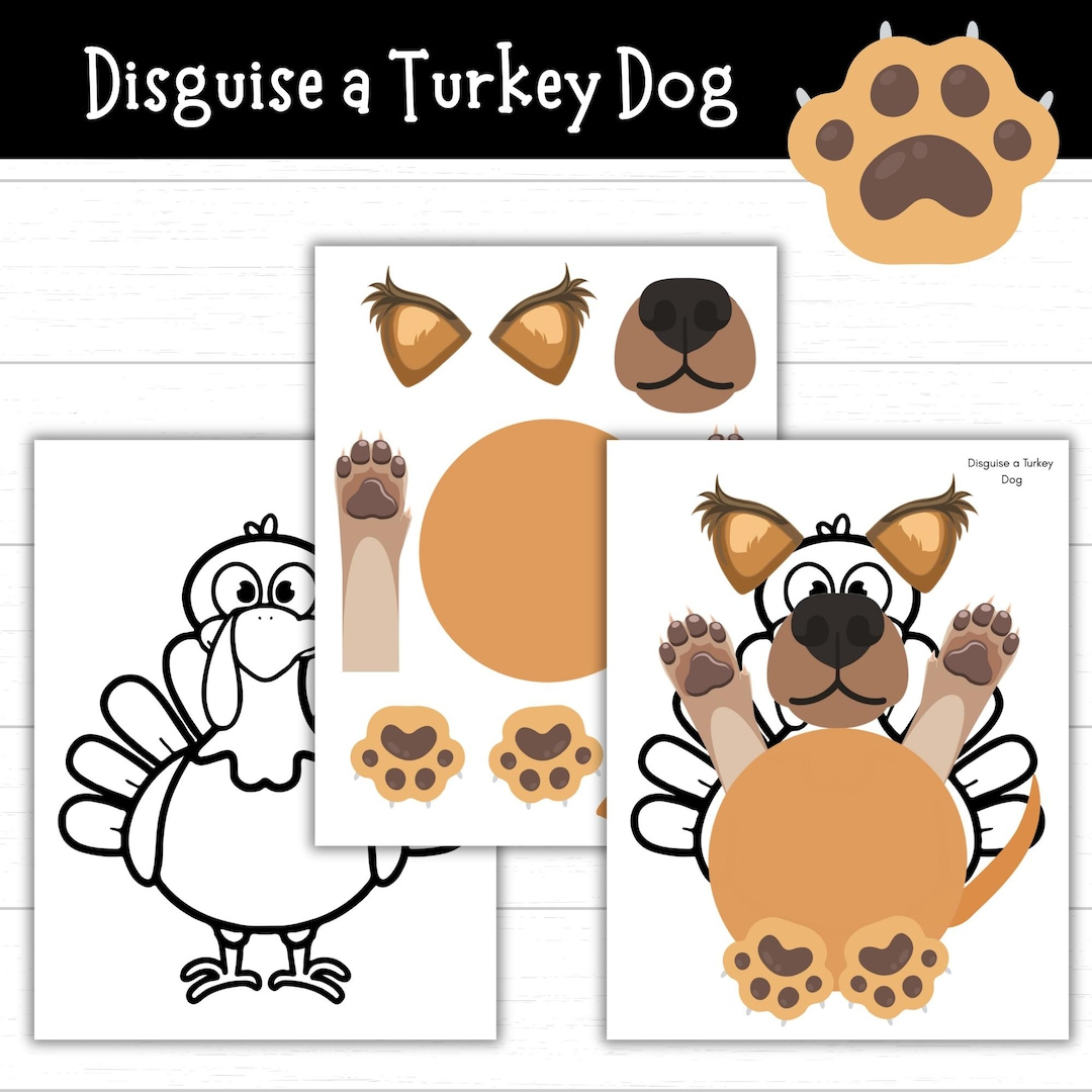 Disguise A Turkey Dog Printable Craft, Thanksgiving Project For in Turkey in Disguise As a Dog