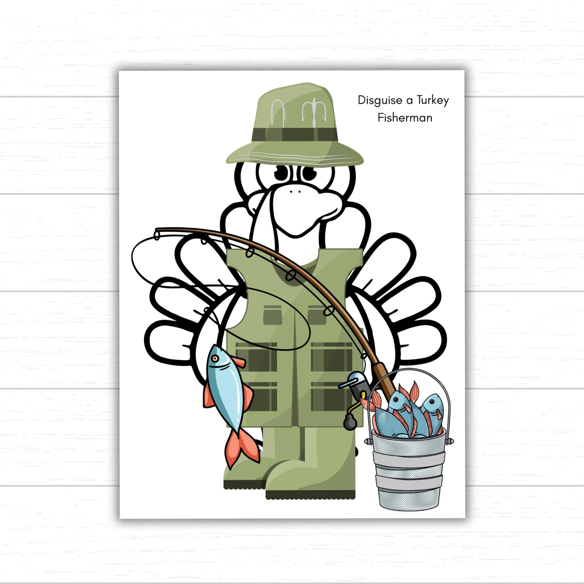 Disguise A Turkey Fisherman, Printable Fishing Turkey Disguise intended for Turkey In Disguise Fisherman