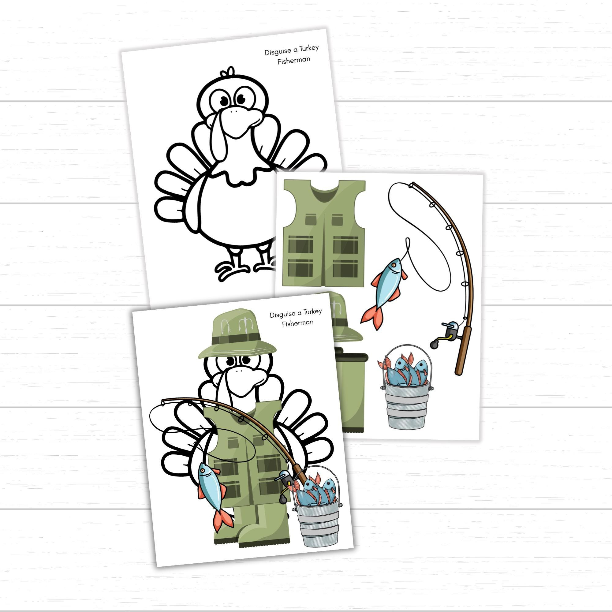 Disguise A Turkey Fisherman, Printable Fishing Turkey Disguise with Turkey In Disguise Fisherman